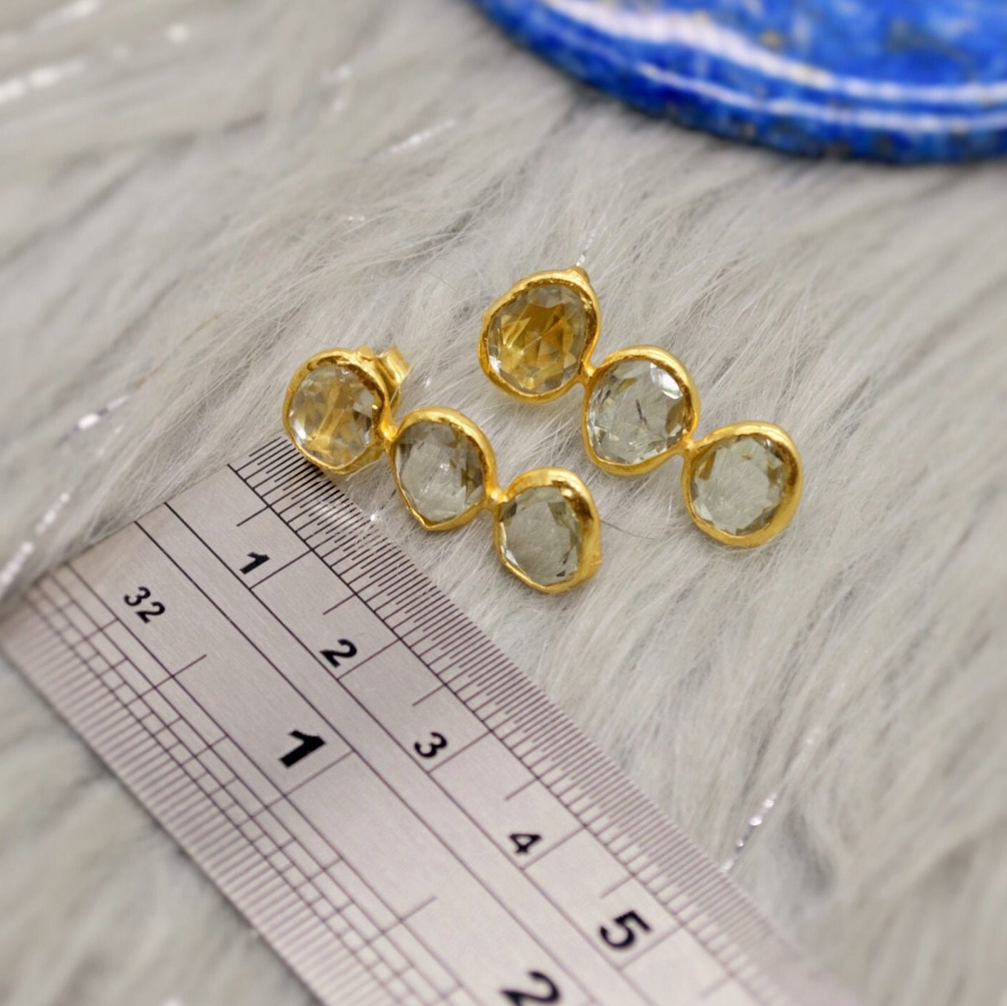 Green Amethyst Gold Drop Earrings, Gold Plated Sterling Silver Earrings, February Birthstone, Amethyst Jewelry, Gift For Her