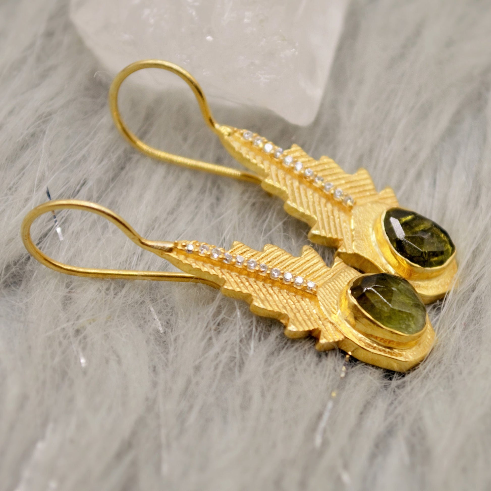 Green, Pink Tourmaline Earrings, CZ Sterling Silver Earrings, October Birthstone Jewelry, Raw Gemstone Earrings, Christmas Gifts For Her