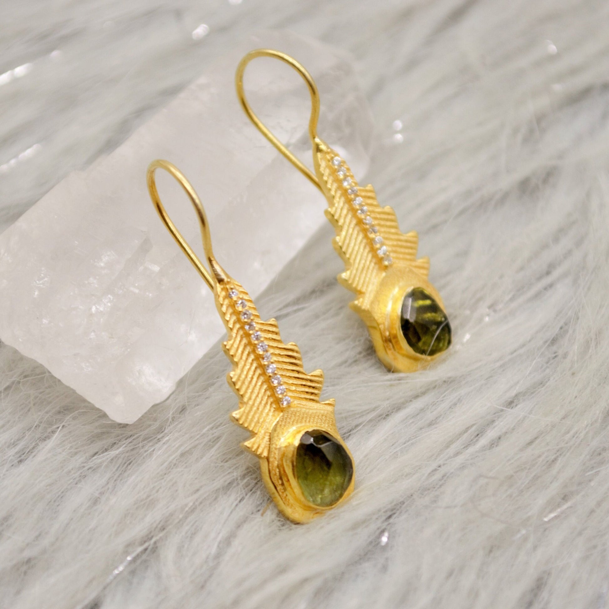 Green, Pink Tourmaline Earrings, CZ Sterling Silver Earrings, October Birthstone Jewelry, Raw Gemstone Earrings, Christmas Gifts For Her