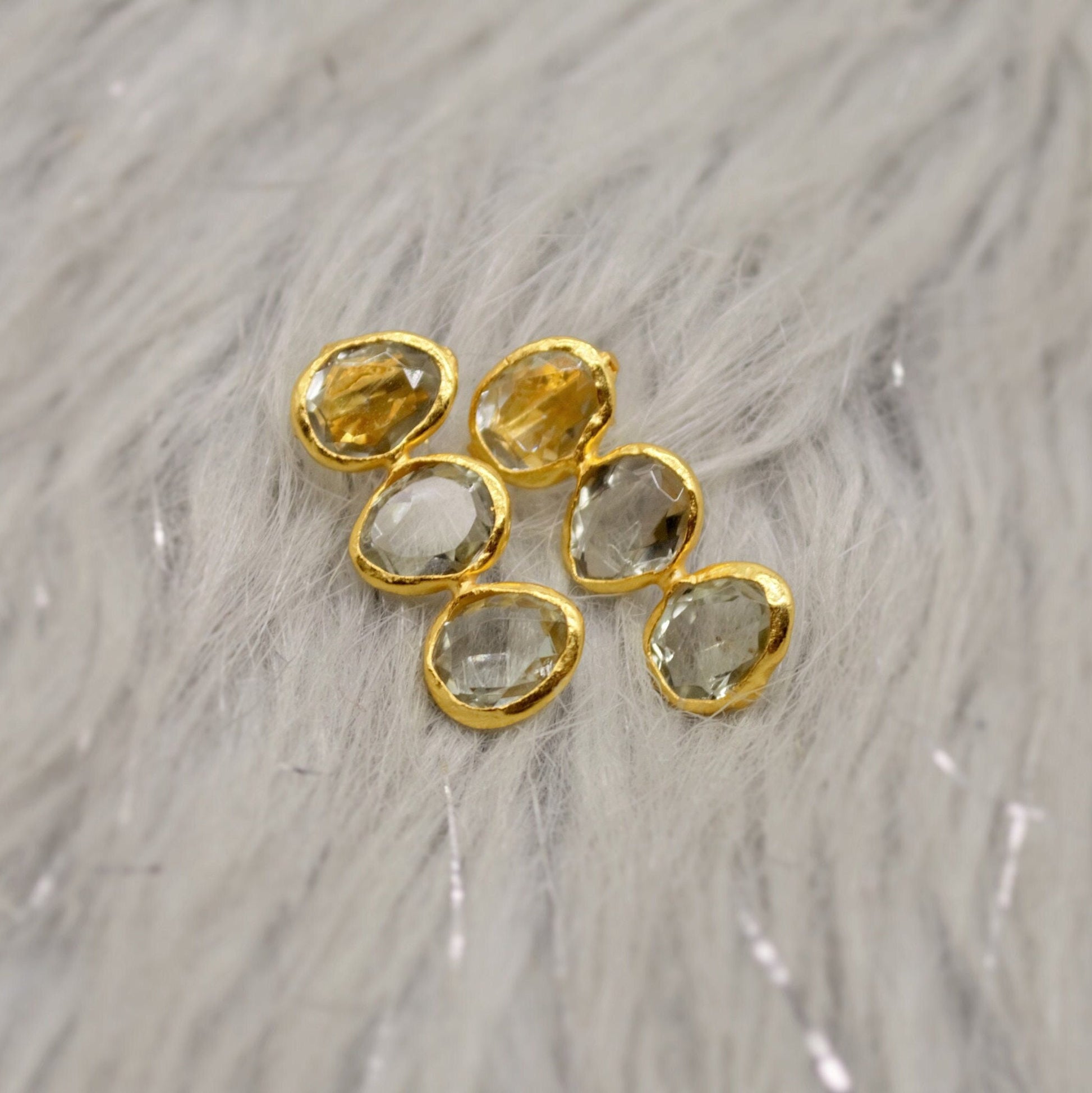 Green Amethyst Gold Drop Earrings, Gold Plated Sterling Silver Earrings, February Birthstone, Amethyst Jewelry, Gift For Her