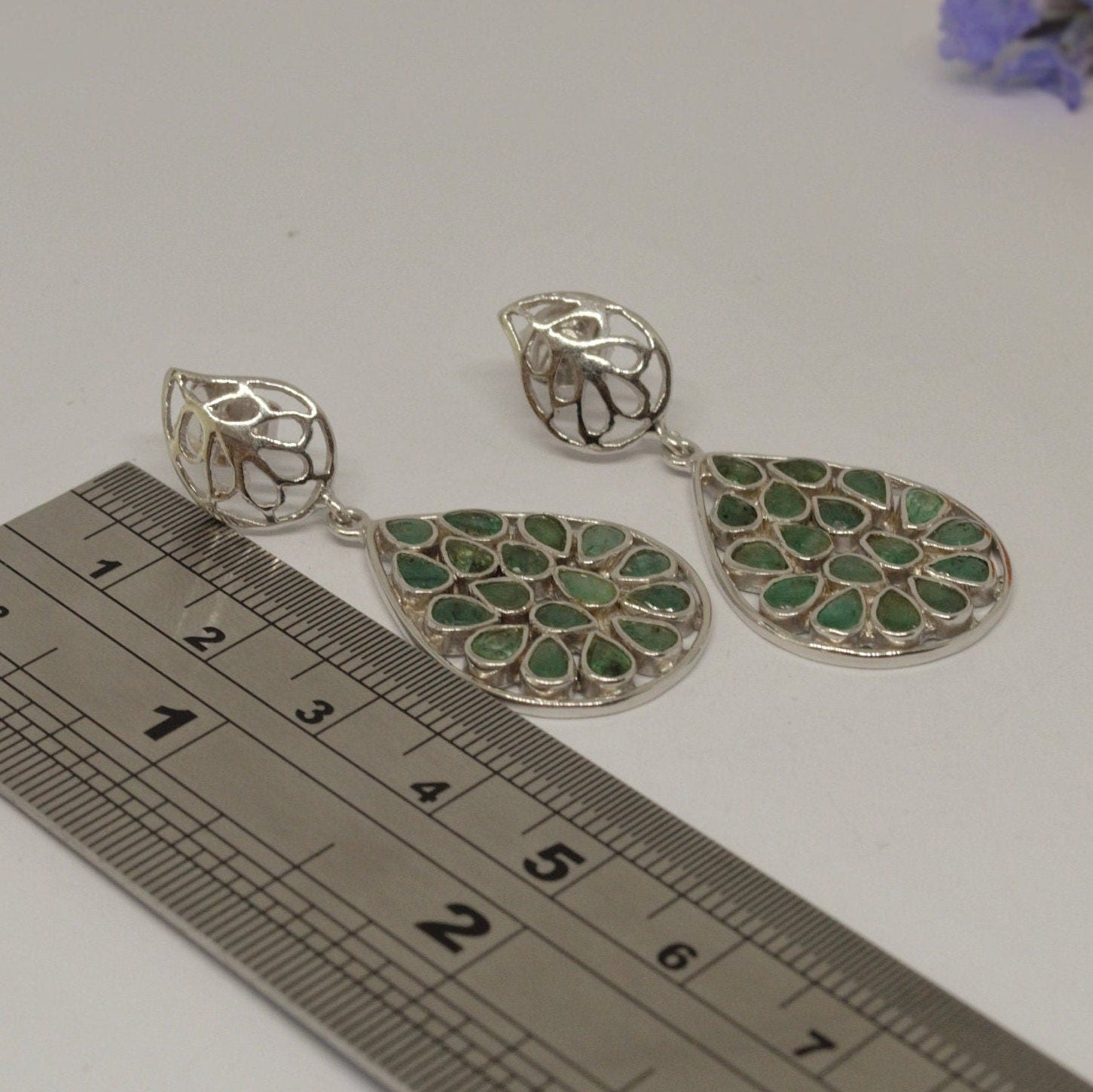 Green Emerald Sterling Silver Earrings, Unique Dangle Drop Earrings, May Birthstone Earrings, Emerald Jewelry, Birthday Gifts For Her