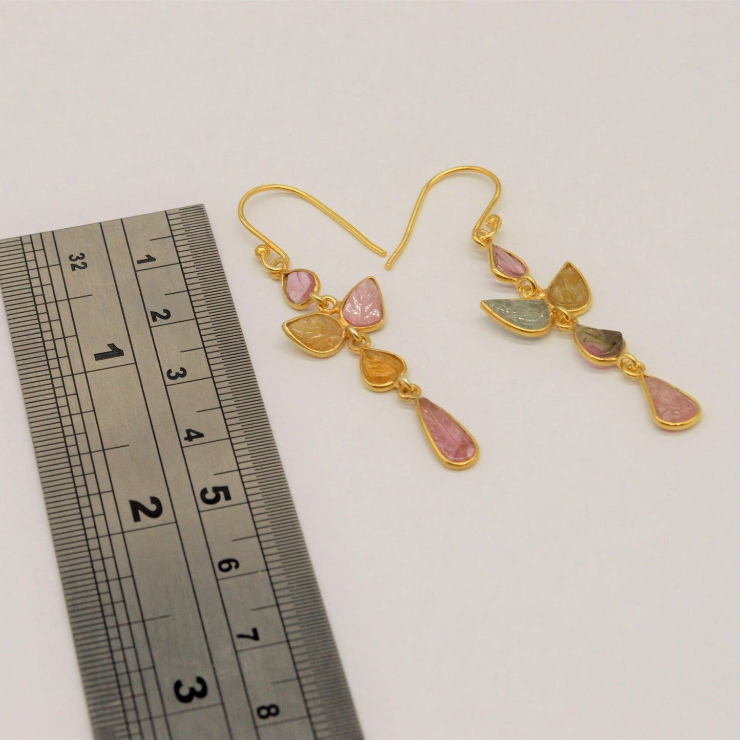 Pink Tourmaline Dangle Drop Earrings, Tourmaline Jewelry, Handmade 925 Sterling Silver Earrings, October Birthstone Earrings