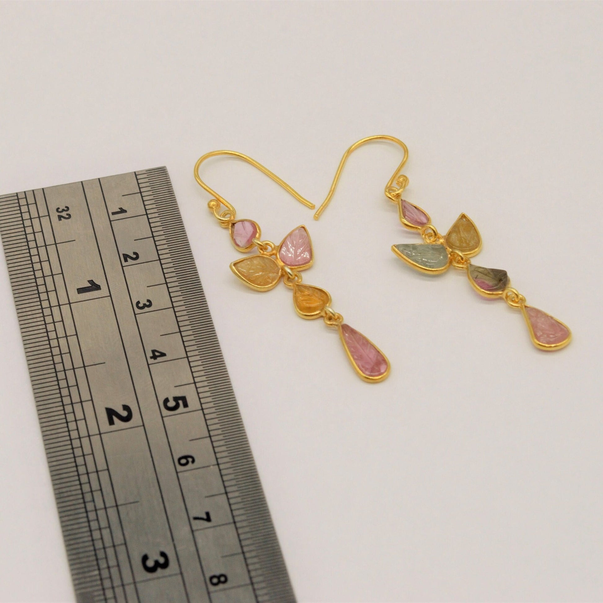 Pink Tourmaline Dangle Drop Earrings, Tourmaline Jewelry, Handmade 925 Sterling Silver Earrings, October Birthstone Earrings