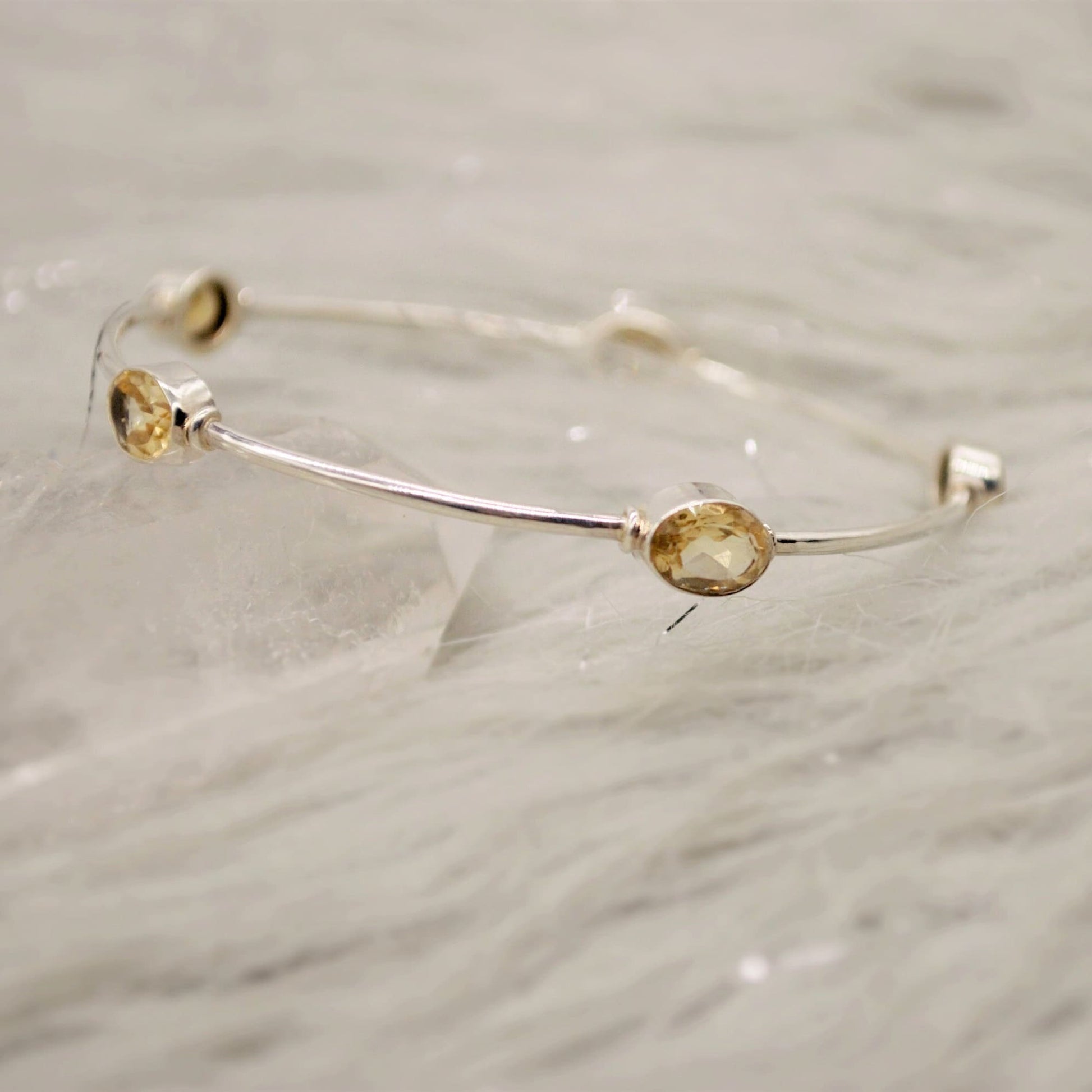 Citrine Sterling Silver Bangle Bracelet, Citrine Jewelry, Dainty Bracelet, November Birthstone, 7.5cm Diameter, Bangles For Women