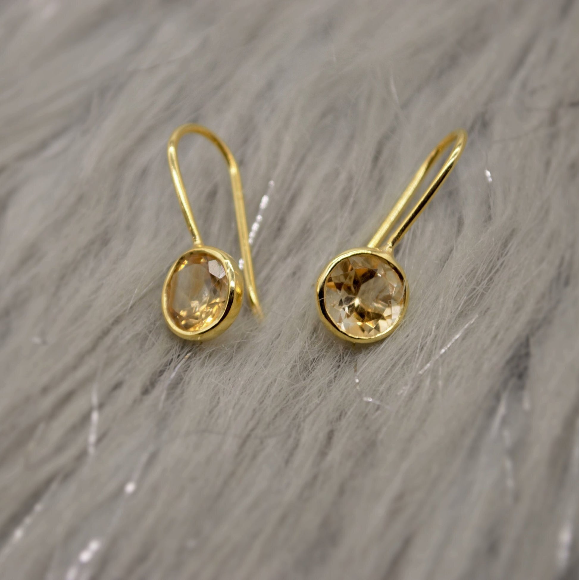 Citrine Earrings, Sterling Silver Gold Earrings, Statement Unique Dangle Drop Earrings, November Birthstone, Gift For Her, Birthday Gift