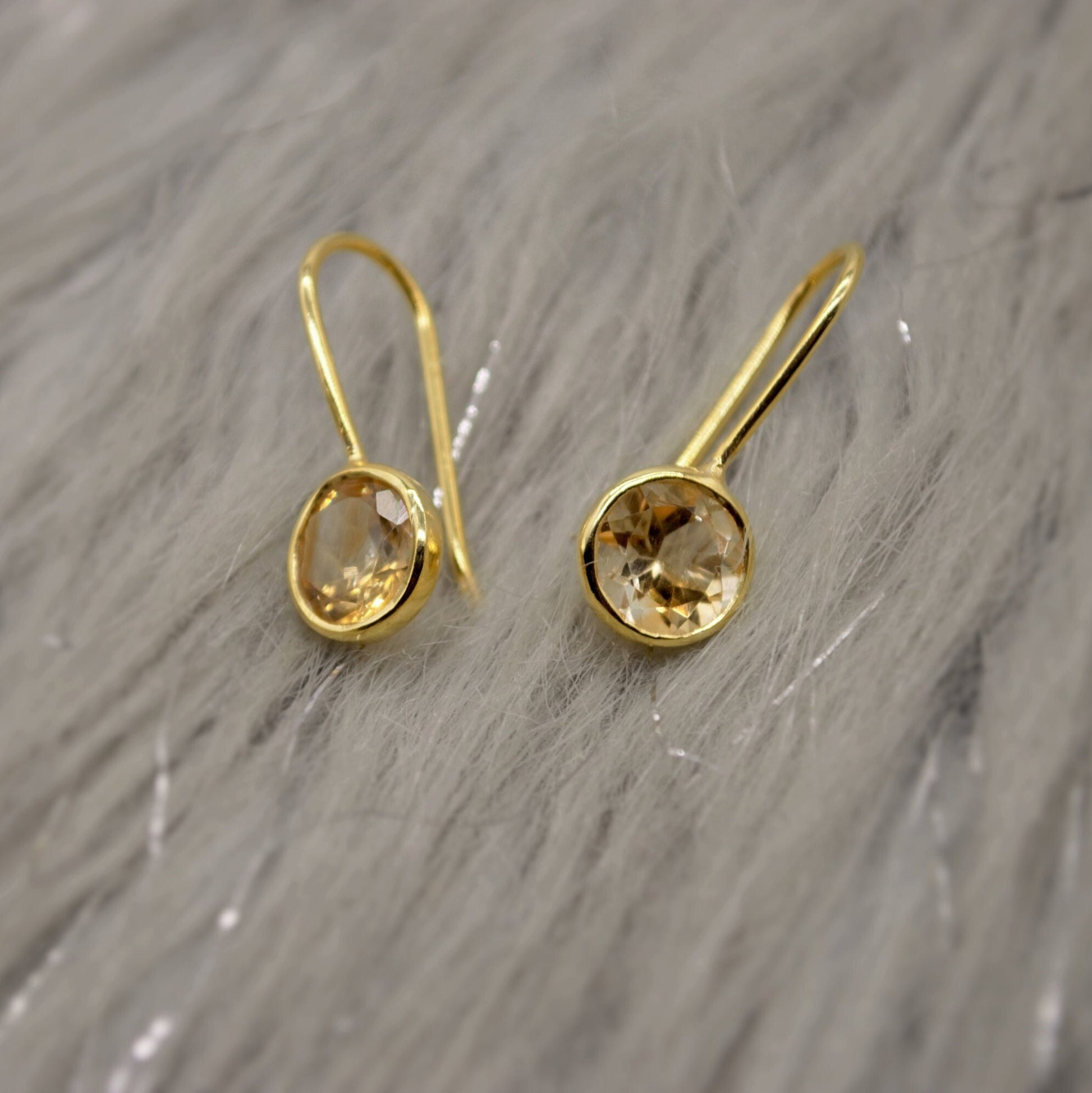 Citrine Earrings, Sterling Silver Gold Earrings, Statement Unique Dangle Drop Earrings, November Birthstone, Gift For Her, Birthday Gift