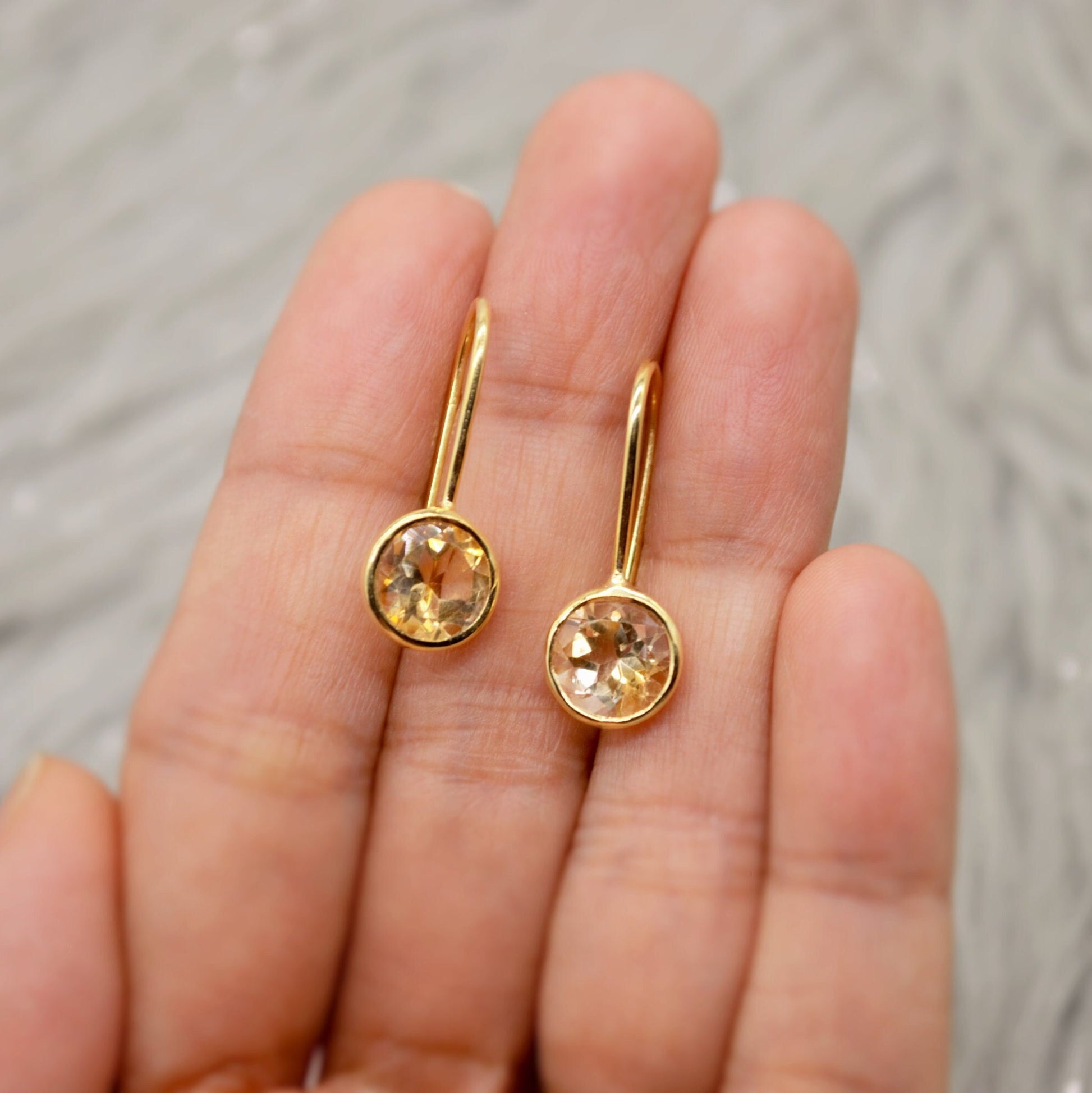 Citrine Earrings, Sterling Silver Gold Earrings, Statement Unique Dangle Drop Earrings, November Birthstone, Gift For Her, Birthday Gift