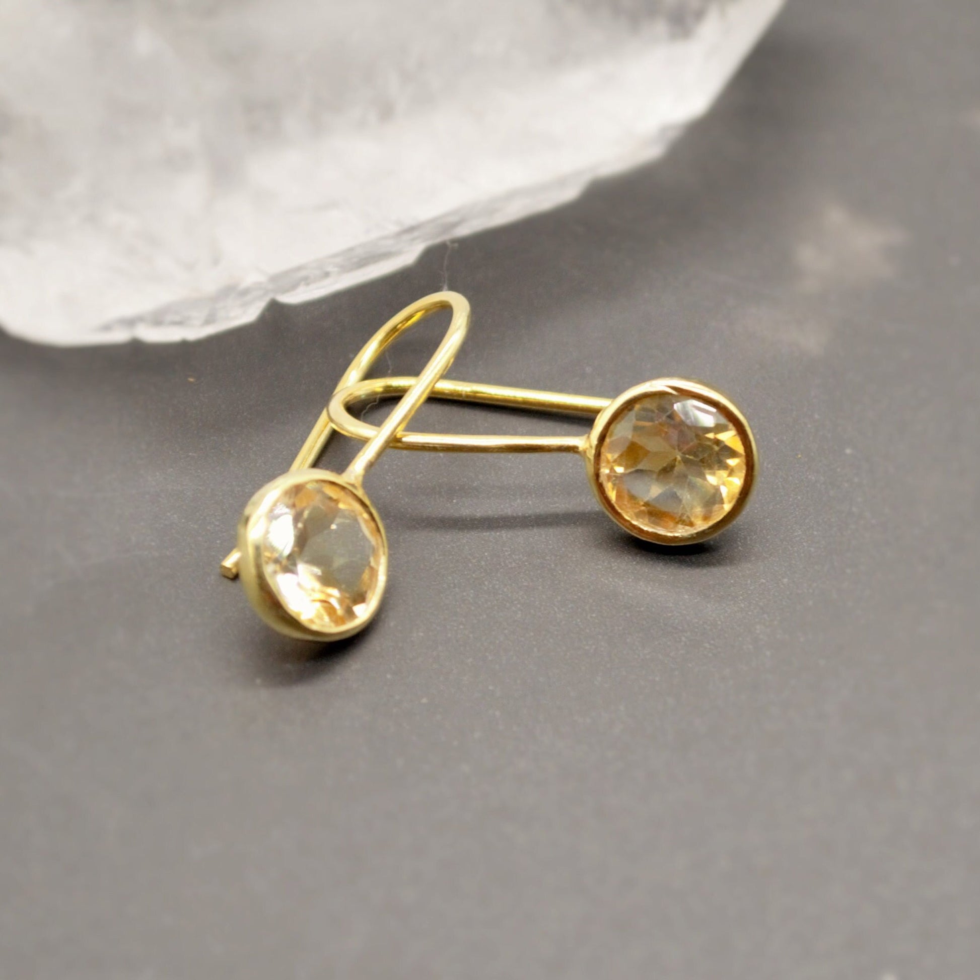 Citrine Earrings, Sterling Silver Gold Earrings, Statement Unique Dangle Drop Earrings, November Birthstone, Gift For Her, Birthday Gift