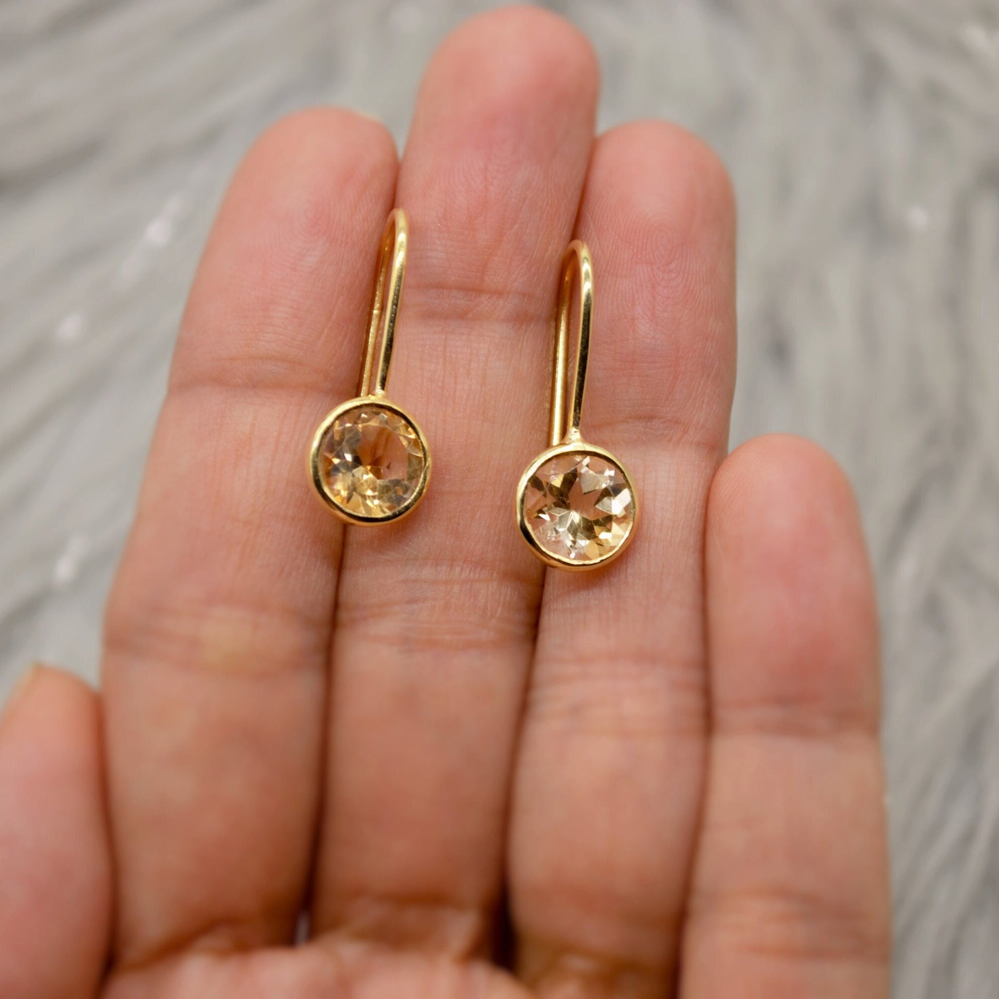 Citrine Earrings, Sterling Silver Gold Earrings, Statement Unique Dangle Drop Earrings, November Birthstone, Gift For Her, Birthday Gift