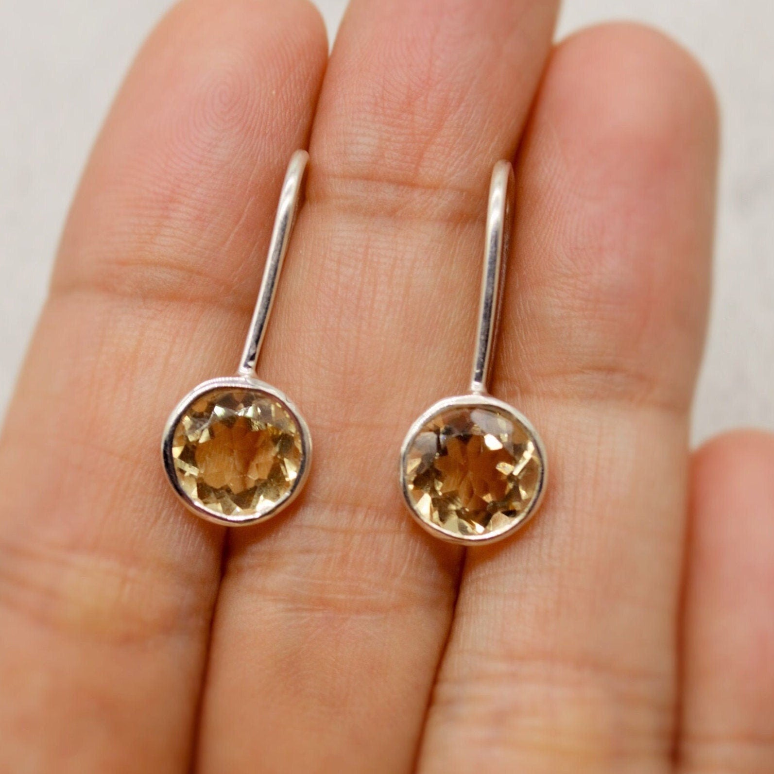 Citrine Earrings, Sterling Silver Earrings, Statement Unique Dangle Drop Earrings, November Birthstone, Gift For Her, Birthday Gift
