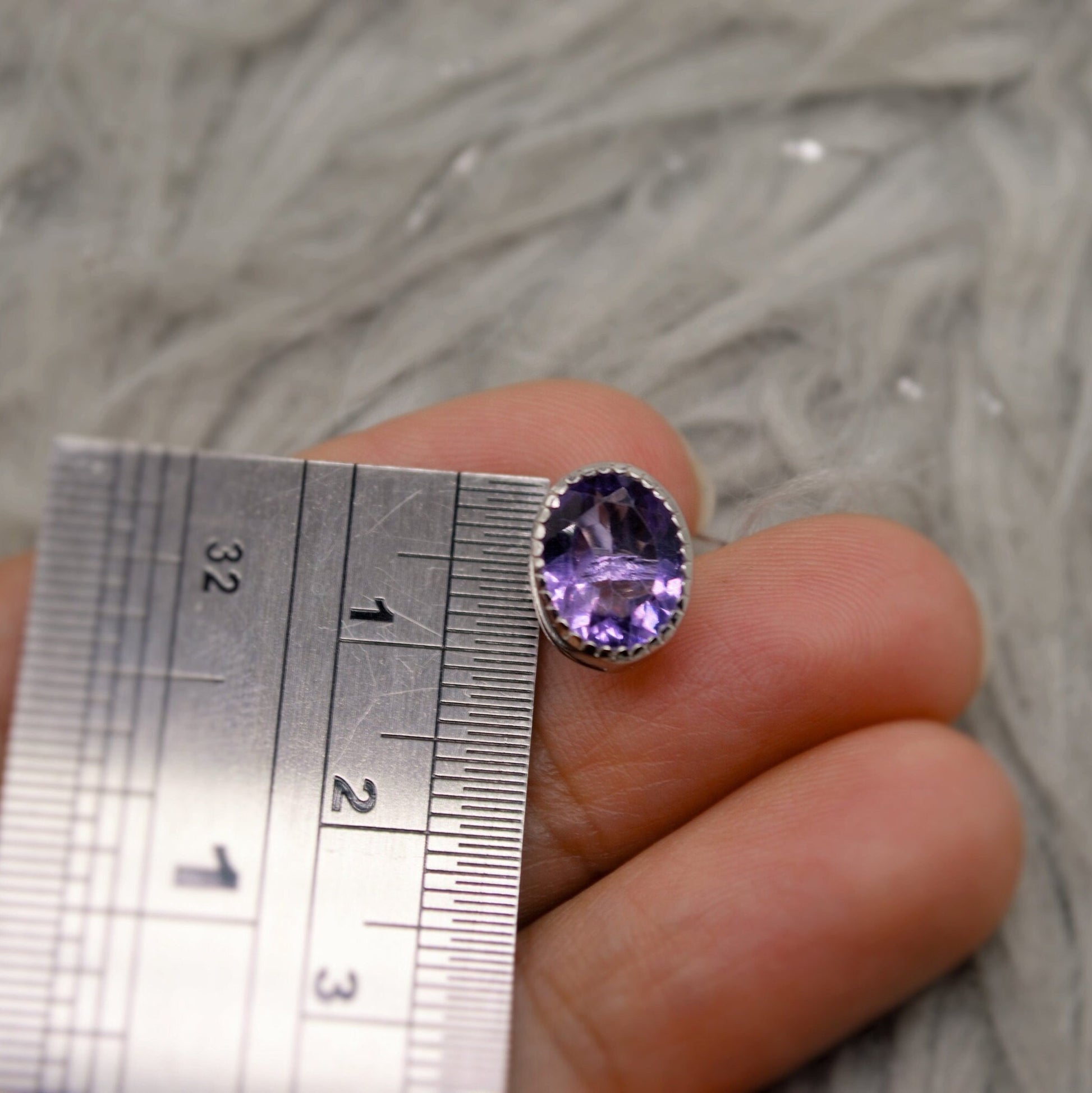 Purple Amethyst Sterling Silver Studs, February Birthstone, Dainty Statement Unique Gemstone Stud Earrings, Gifts For Her