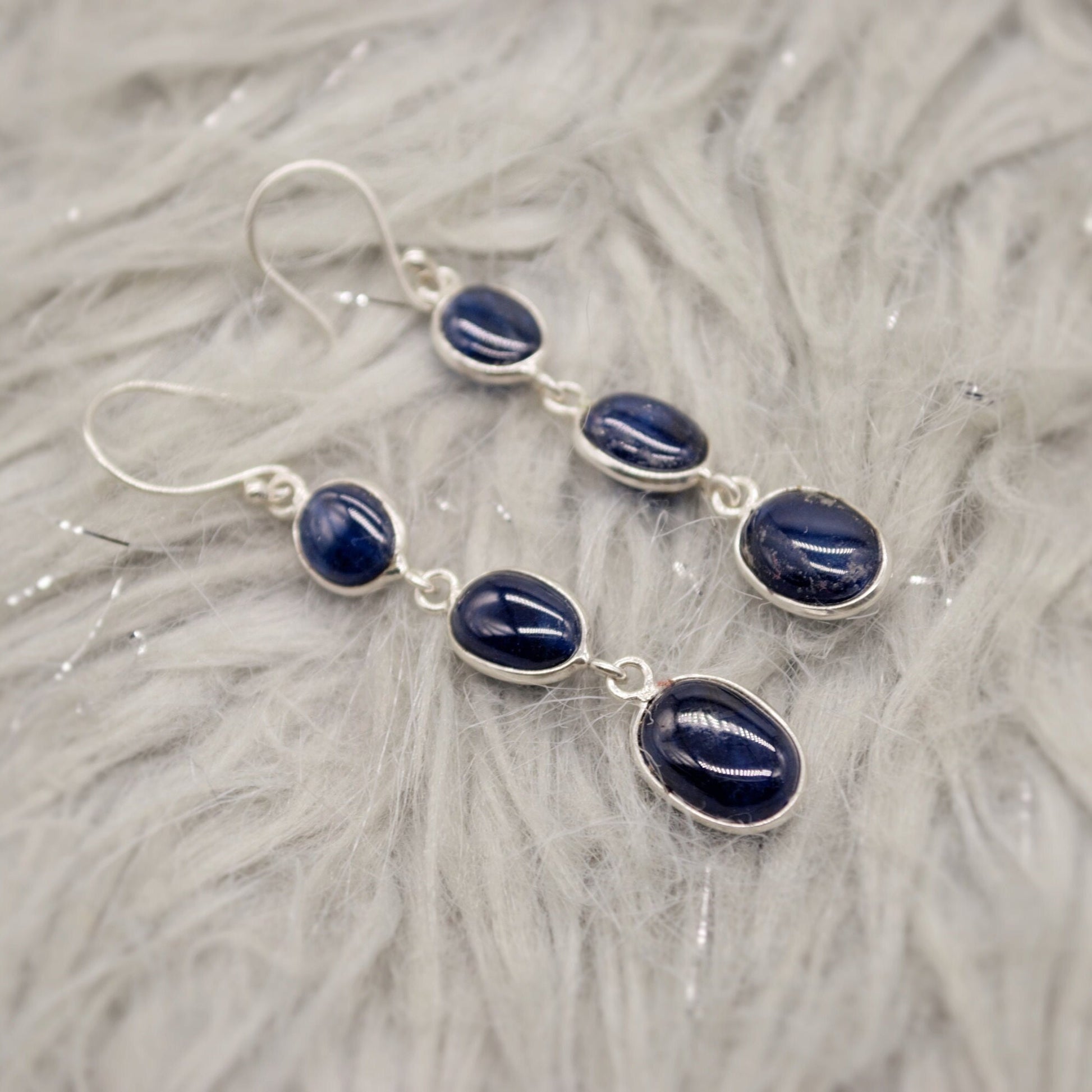 Blue Sapphire Drop Earrings, Handmade Sterling Silver Jewelry, Stunning September Birthstone