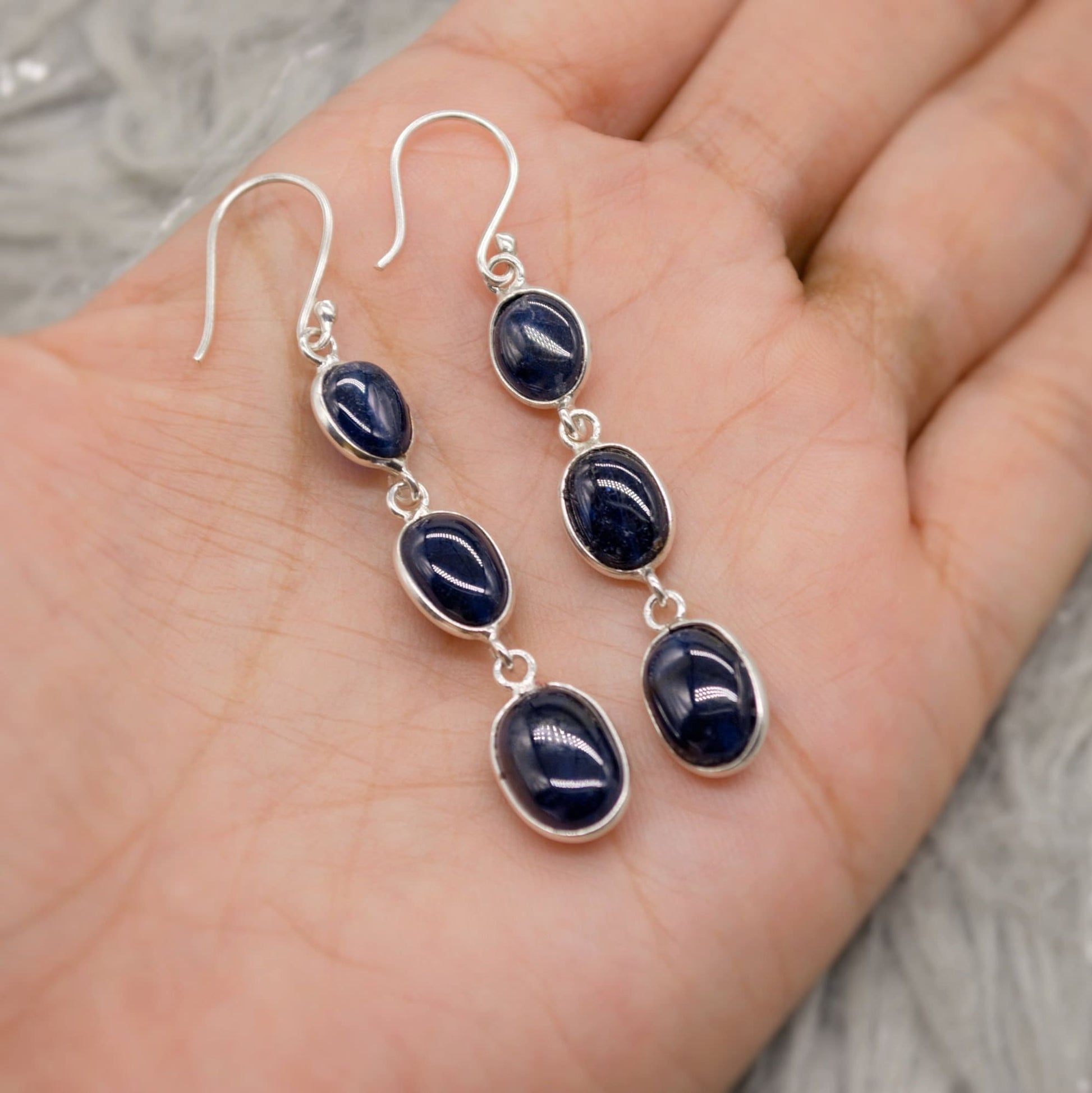 Blue Sapphire Drop Earrings, Handmade Sterling Silver Jewelry, Stunning September Birthstone