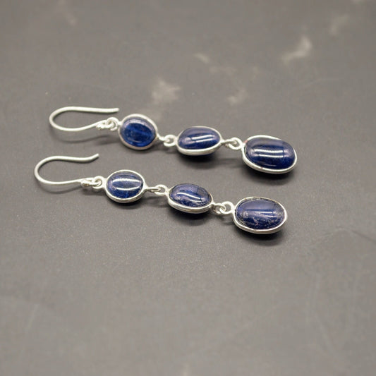 Blue Sapphire Drop Earrings, Handmade Sterling Silver Jewelry, Stunning September Birthstone