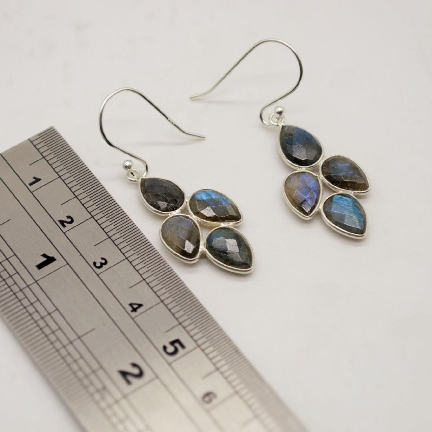 Handmade Labradorite Earrings - Sterling Silver & Gold, Sparkling Gemstone Dangles, Stylish Gift Idea