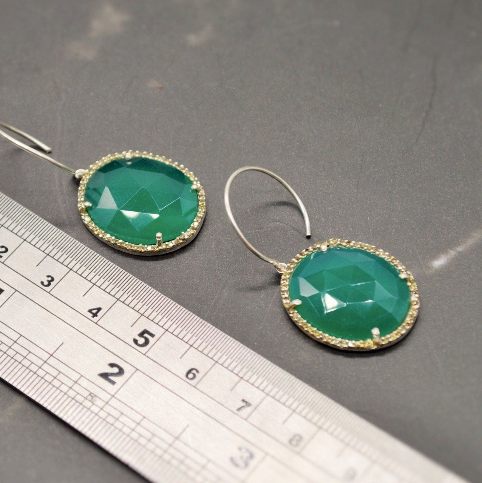 Green Onyx Dangle Earrings, Sterling Silver Gemstone Drops for Her, Unique Bridesmaid Gift, Elegant Birthday Jewelry