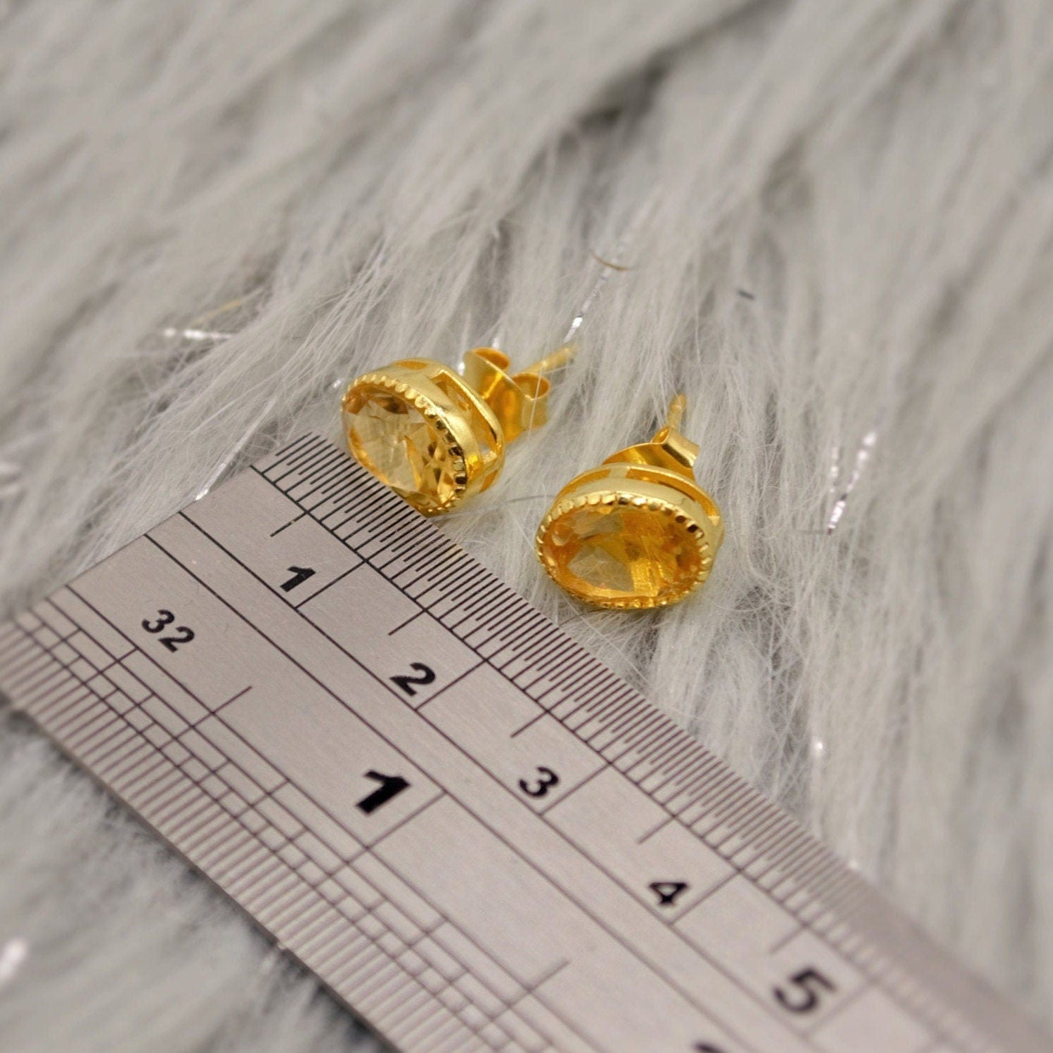 Citrine Silver Stud Earrings, Minimalist Sterling Silver Gemstone Earrings, Dainty November Birthstone Earrings, Birthday Gifts For Her