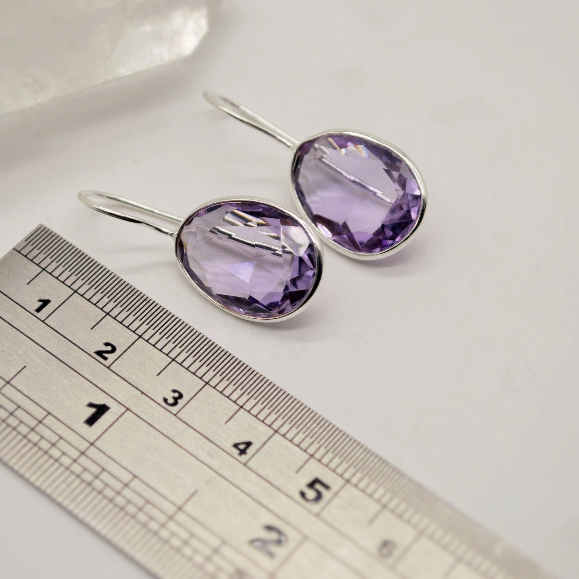 Purple Amethyst Sterling Silver Earrings, February Birthstone, Dainty Statement Unique Gemstone Dangle Drop Earrings, Gifts For Her