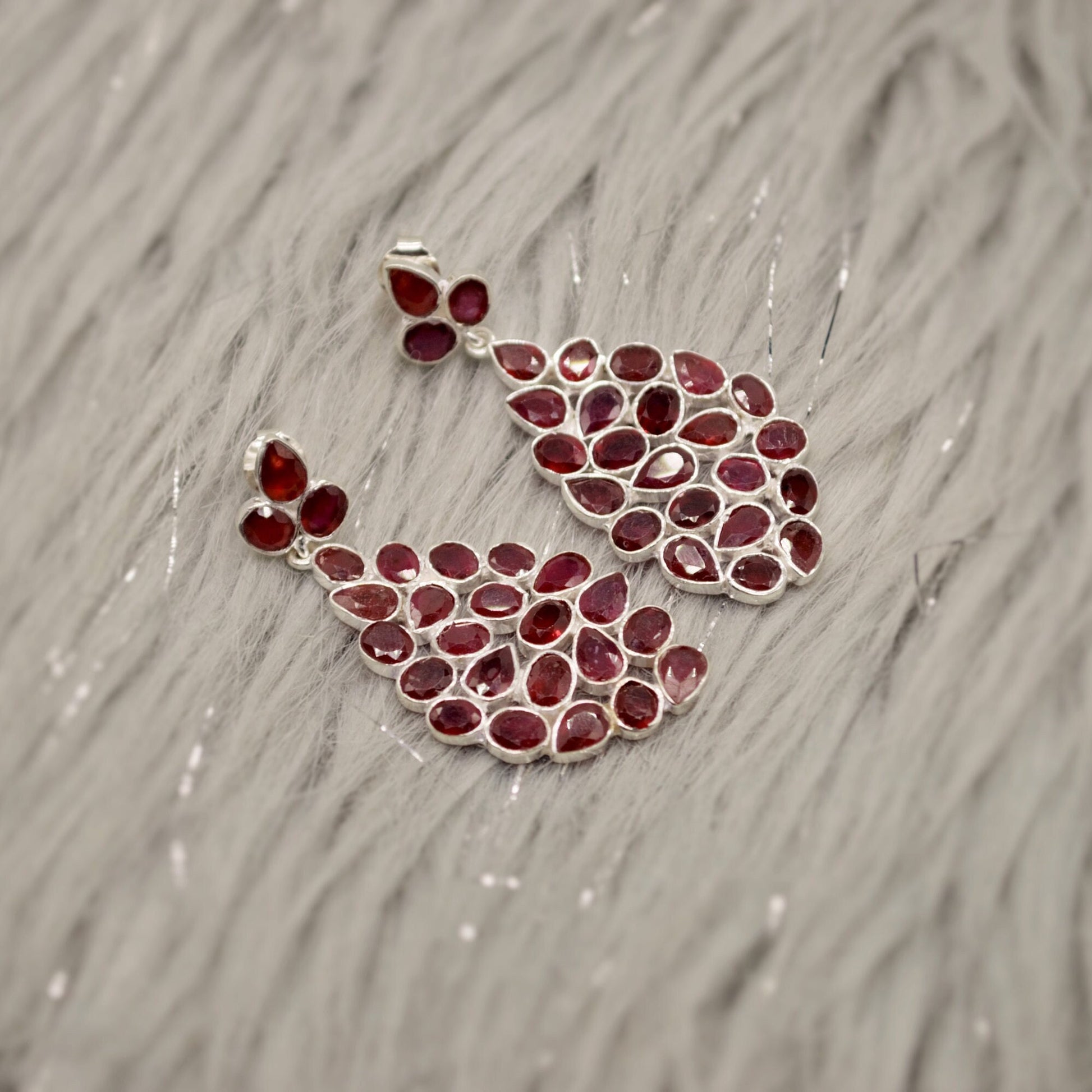 Red Ruby Silver Earrings, Gold Plated Sterling Silver Earrings, Gold Gemstone Earrings, Ruby Dangle Drop Earrings, Bridesmaid, Gifts For Her