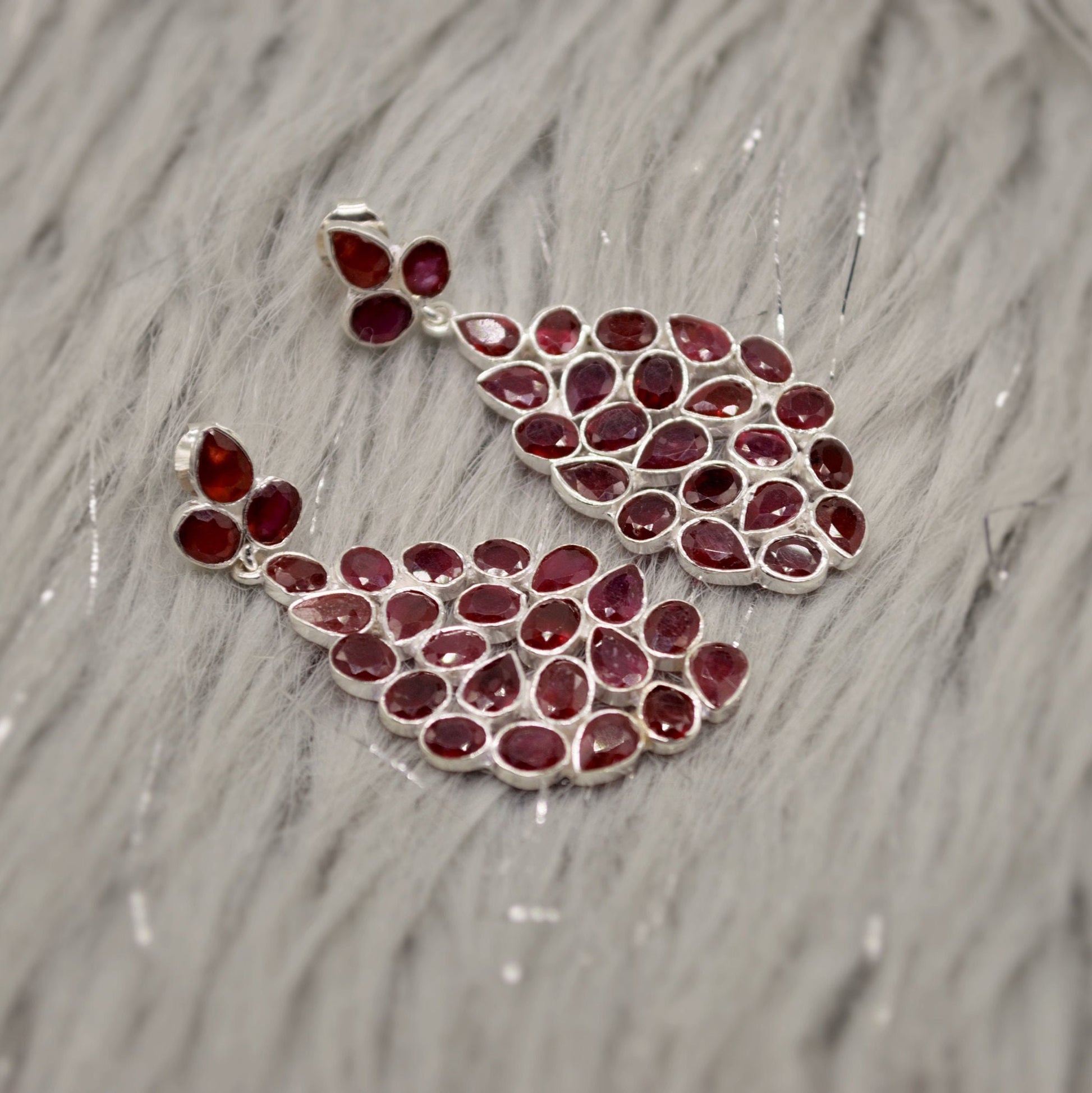 Red Ruby Silver Earrings, Gold Plated Sterling Silver Earrings, Gold Gemstone Earrings, Ruby Dangle Drop Earrings, Bridesmaid, Gifts For Her