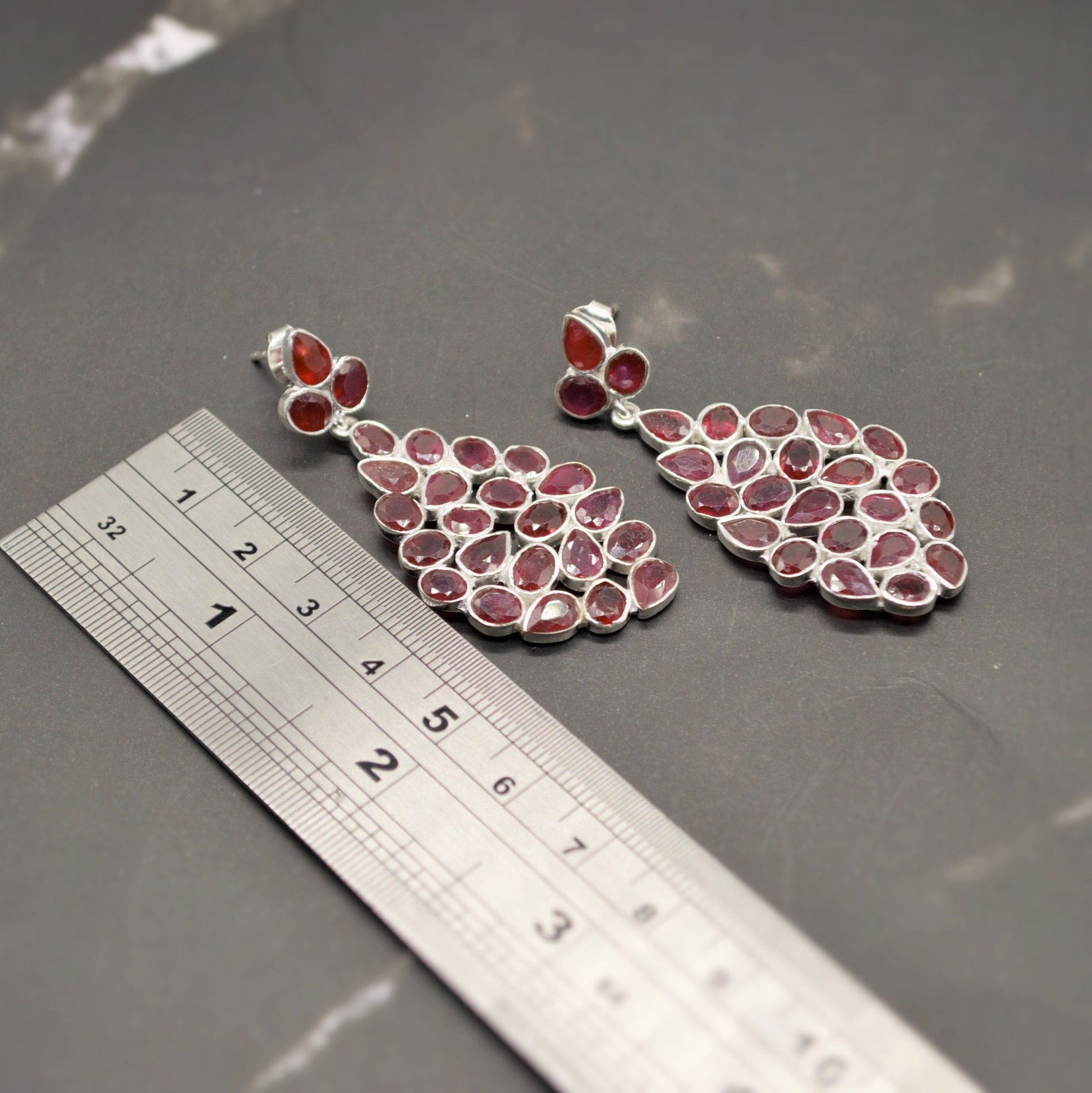 Red Ruby Silver Earrings, Gold Plated Sterling Silver Earrings, Gold Gemstone Earrings, Ruby Dangle Drop Earrings, Bridesmaid, Gifts For Her