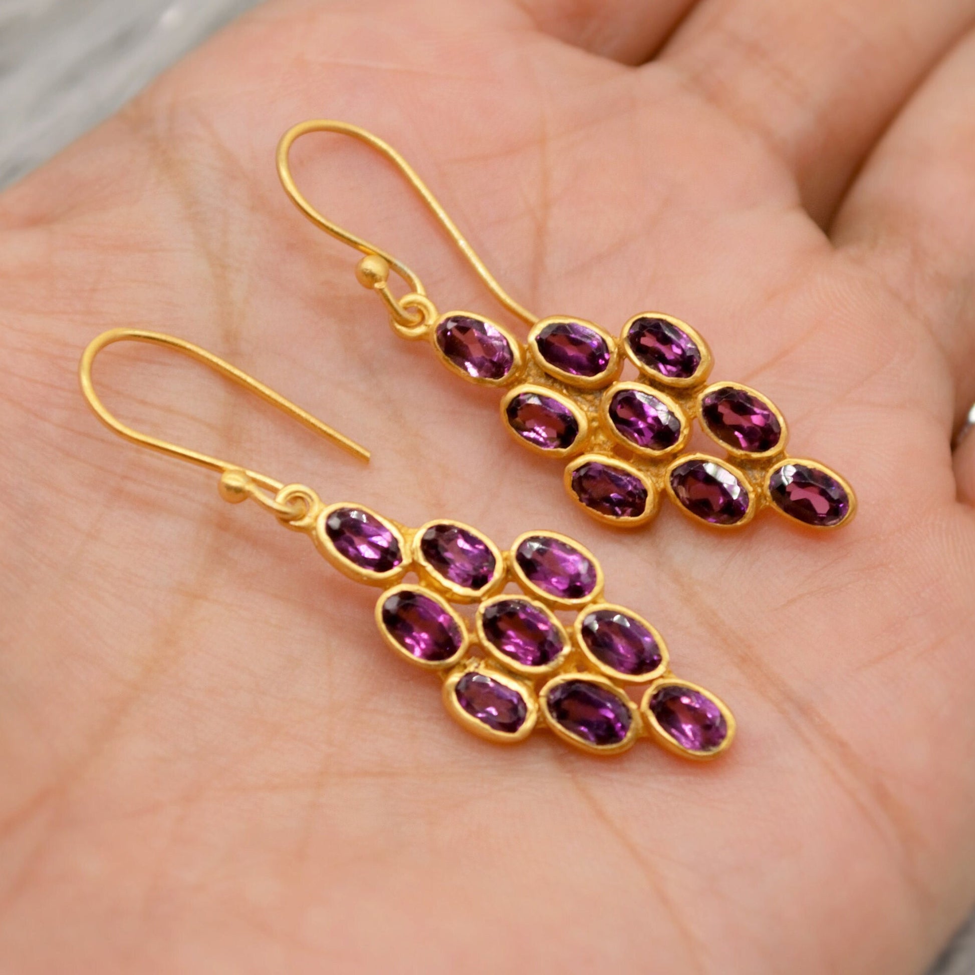 Rhodolite Garnet Sterling Silver Earrings - Red Pink Gemstone - January Birthstone Jewelry - Gift for Her