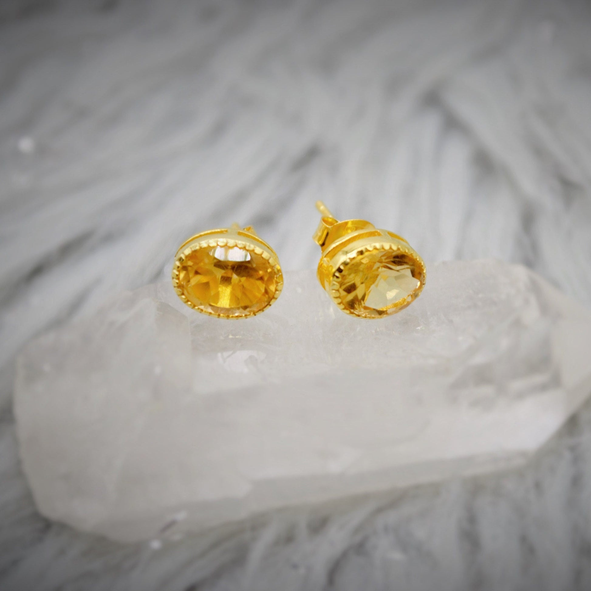 Citrine Silver Stud Earrings, Minimalist Sterling Silver Gemstone Earrings, Dainty November Birthstone Earrings, Birthday Gifts For Her