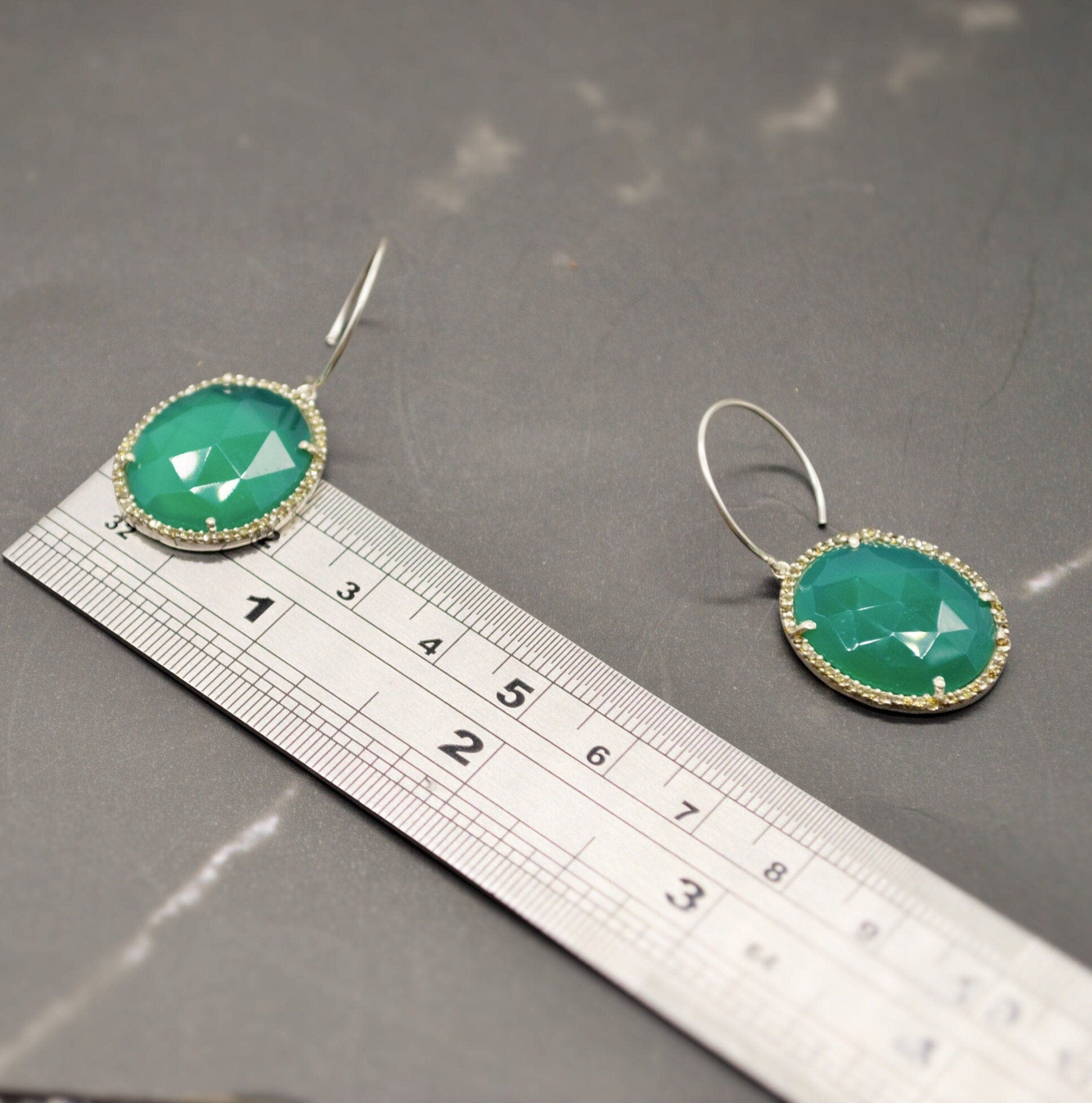 Green Onyx Dangle Earrings, Sterling Silver Gemstone Drops for Her, Unique Bridesmaid Gift, Elegant Birthday Jewelry