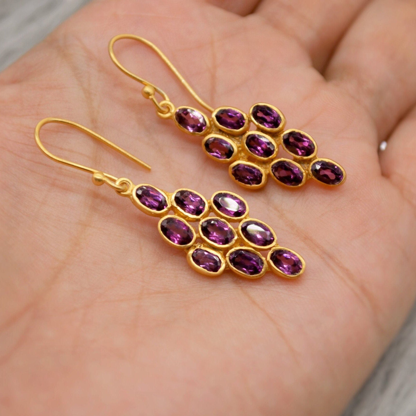 Rhodolite Garnet Sterling Silver Earrings - Red Pink Gemstone - January Birthstone Jewelry - Gift for Her