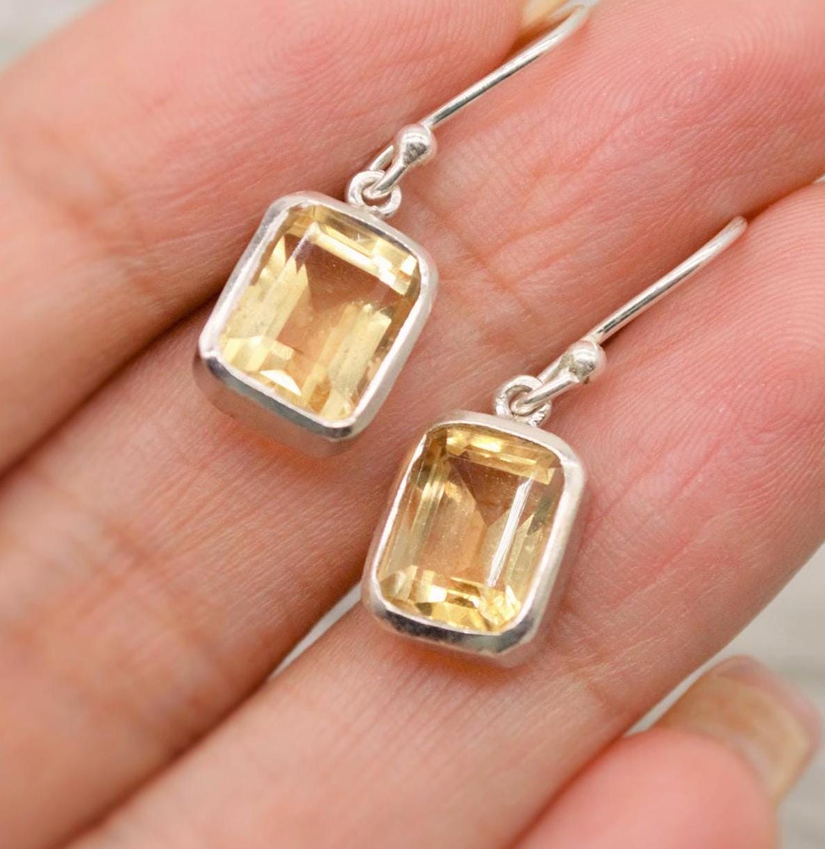 Citrine Earrings, Sterling Silver Earrings, Statement Earrings, Unique Drop Earrings, November Birthstone, Birthday Gifts For Her