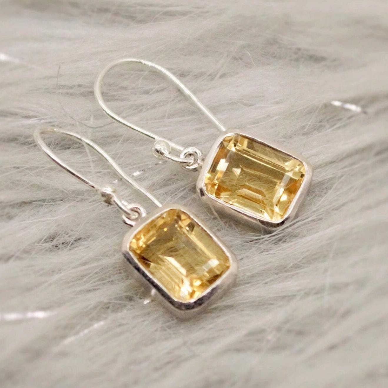 Citrine Earrings, Sterling Silver Earrings, Statement Earrings, Unique Drop Earrings, November Birthstone, Birthday Gifts For Her