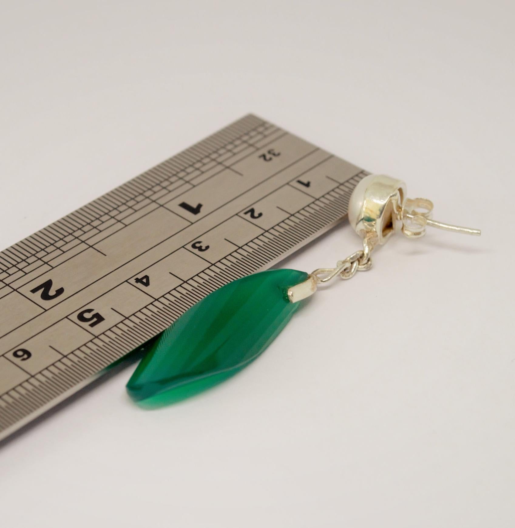 Green Onyx, Pearl Vintage Earrings, Sterling Silver Gemstone Earrings, June Birthstone Jewelry, Birthday Gifts For Her, Bridesmaid gifts