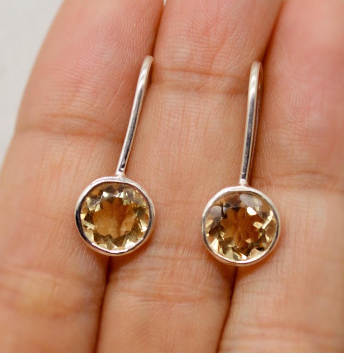 Citrine Earrings, Sterling Silver Earrings, Statement Unique Dangle Drop Earrings, November Birthstone, Gift For Her, Birthday Gift