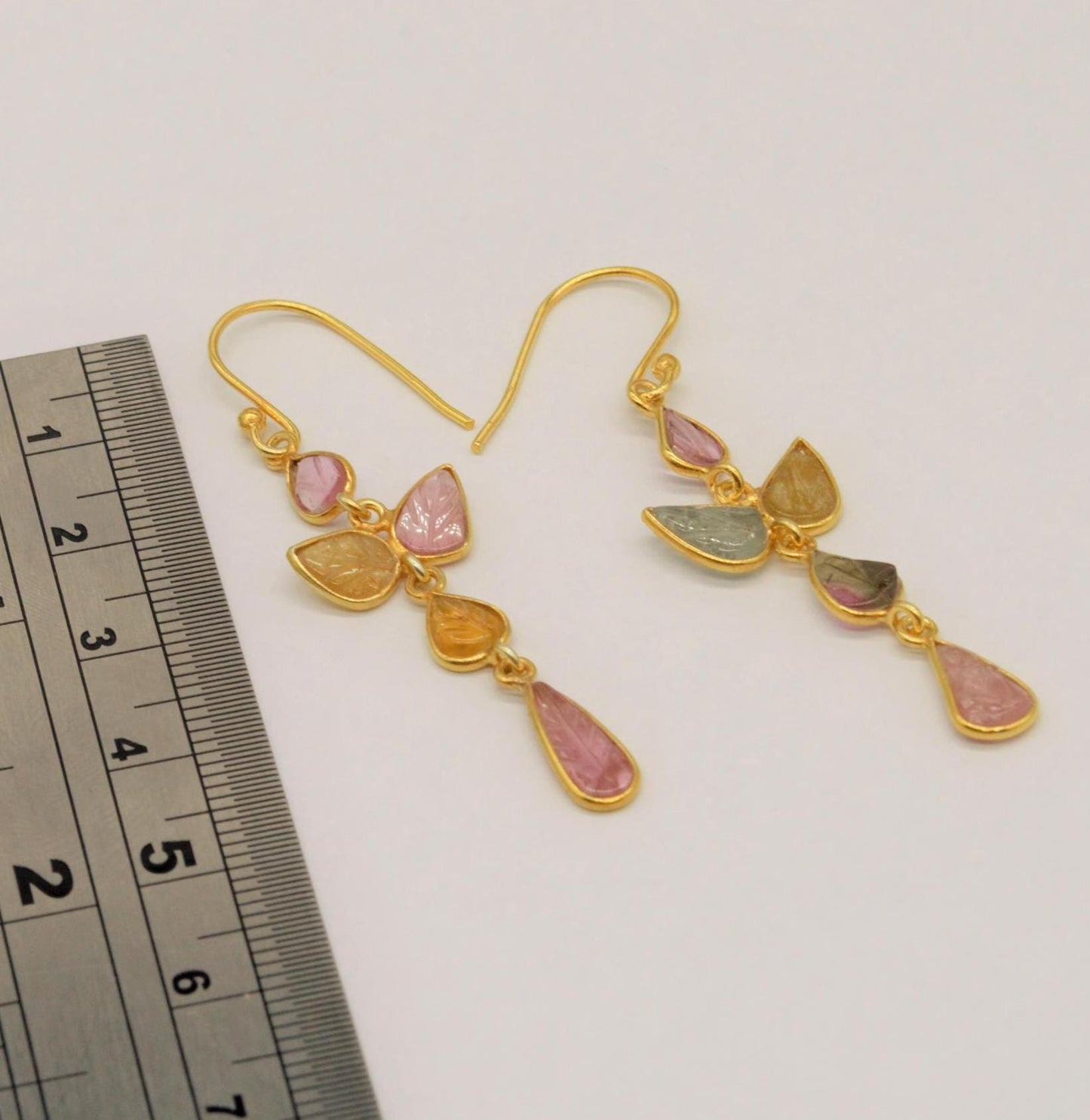 Pink Tourmaline Dangle Drop Earrings, Tourmaline Jewelry, Handmade 925 Sterling Silver Earrings, October Birthstone Earrings
