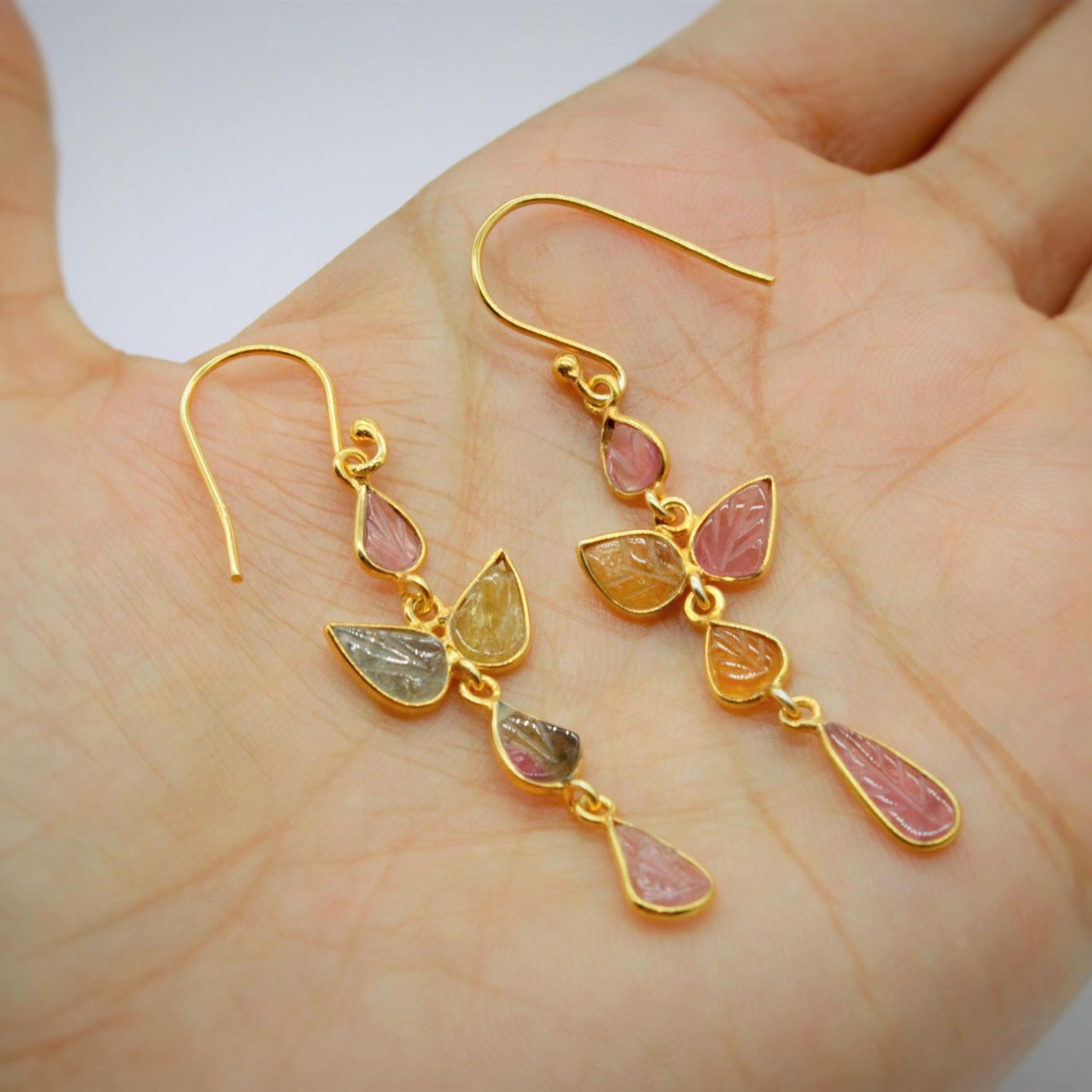 Pink Tourmaline Dangle Drop Earrings, Tourmaline Jewelry, Handmade 925 Sterling Silver Earrings, October Birthstone Earrings