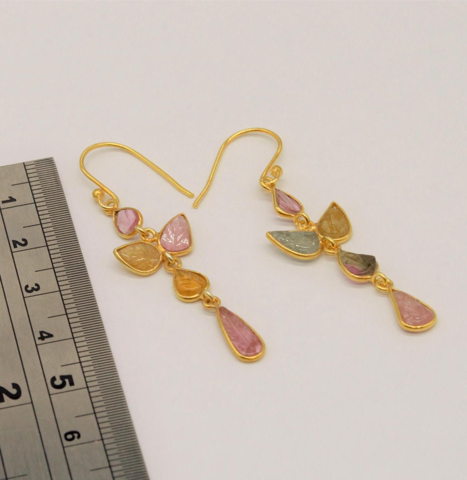 Pink Tourmaline Dangle Drop Earrings, Tourmaline Jewelry, Handmade 925 Sterling Silver Earrings, October Birthstone Earrings