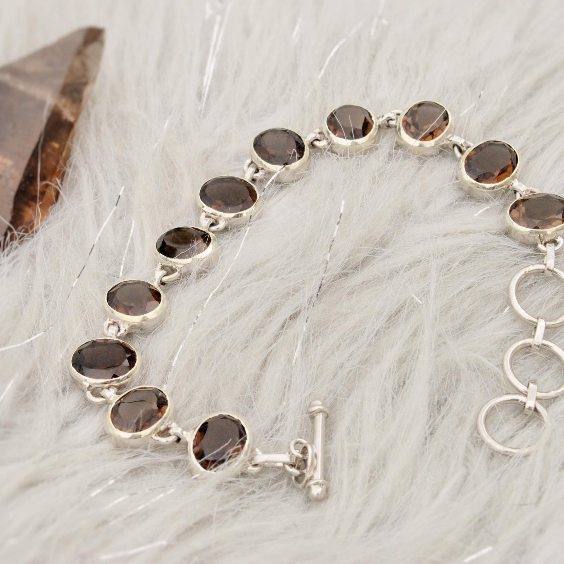 Smoky Quartz Bracelet, Sterling Silver Bracelet, Unique Gemstone Bracelet, Birthday Gifts For Her, Dainty Bracelets For Women