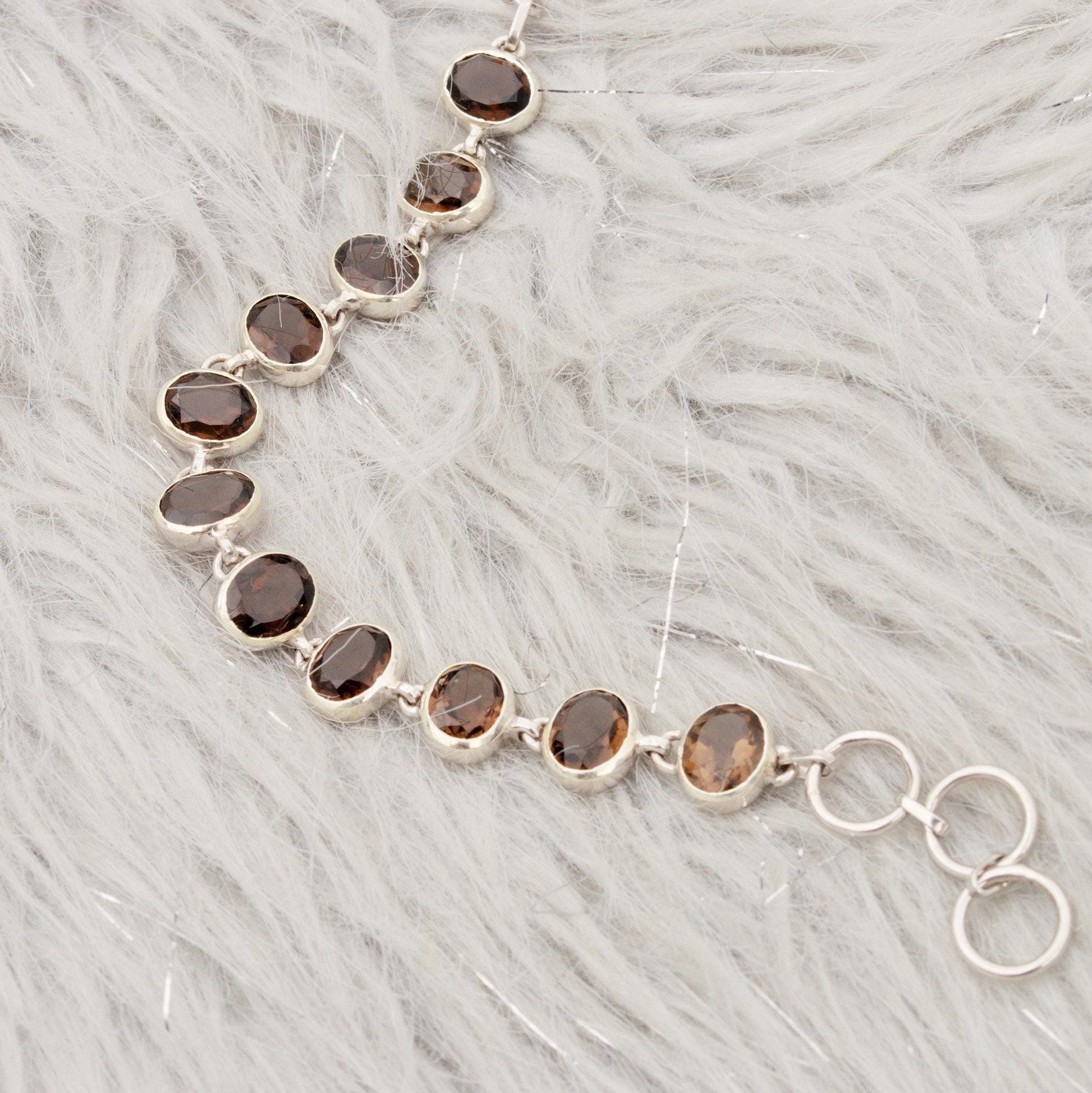 Smoky Quartz Bracelet, Sterling Silver Bracelet, Unique Gemstone Bracelet, Birthday Gifts For Her, Dainty Bracelets For Women