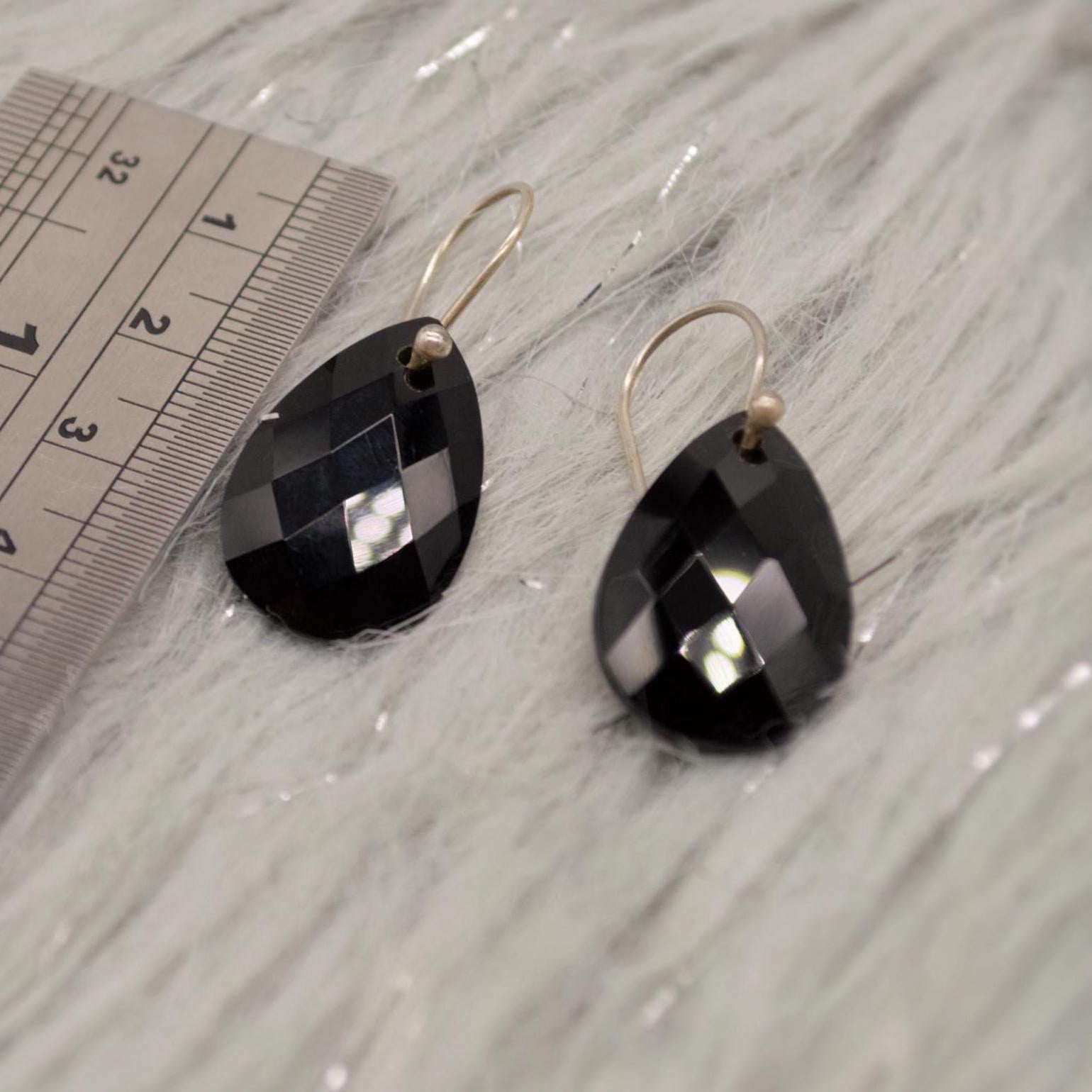Black Onyx Sterling Silver Earrings, Statement Gemstone Earrings, Unique Dangle Drop Earrings, Handmade Gift For Her