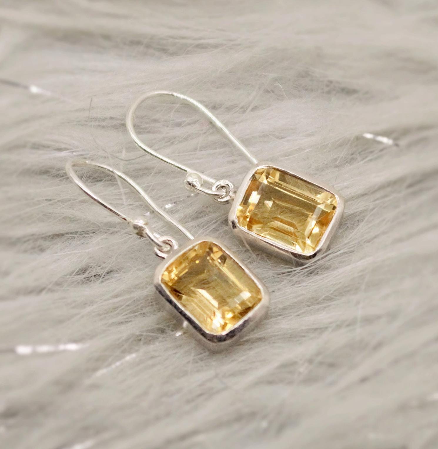 Citrine Earrings, Sterling Silver Earrings, Statement Earrings, Unique Drop Earrings, November Birthstone, Birthday Gifts For Her