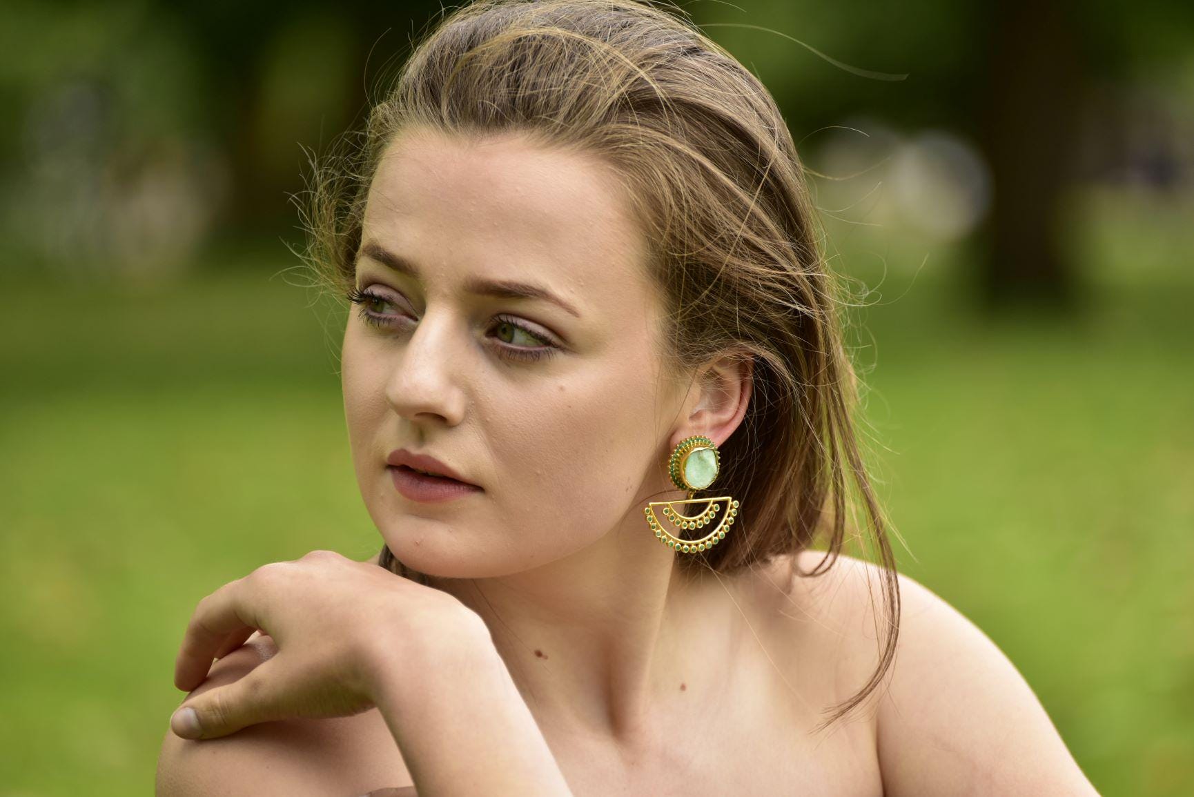 Chrysoprase Earrings, Green Onyx Earrings, Unique Gemstone Earrings, Sterling Silver Earrings, Gold Plated Earrings, Birthday Gifts For Her