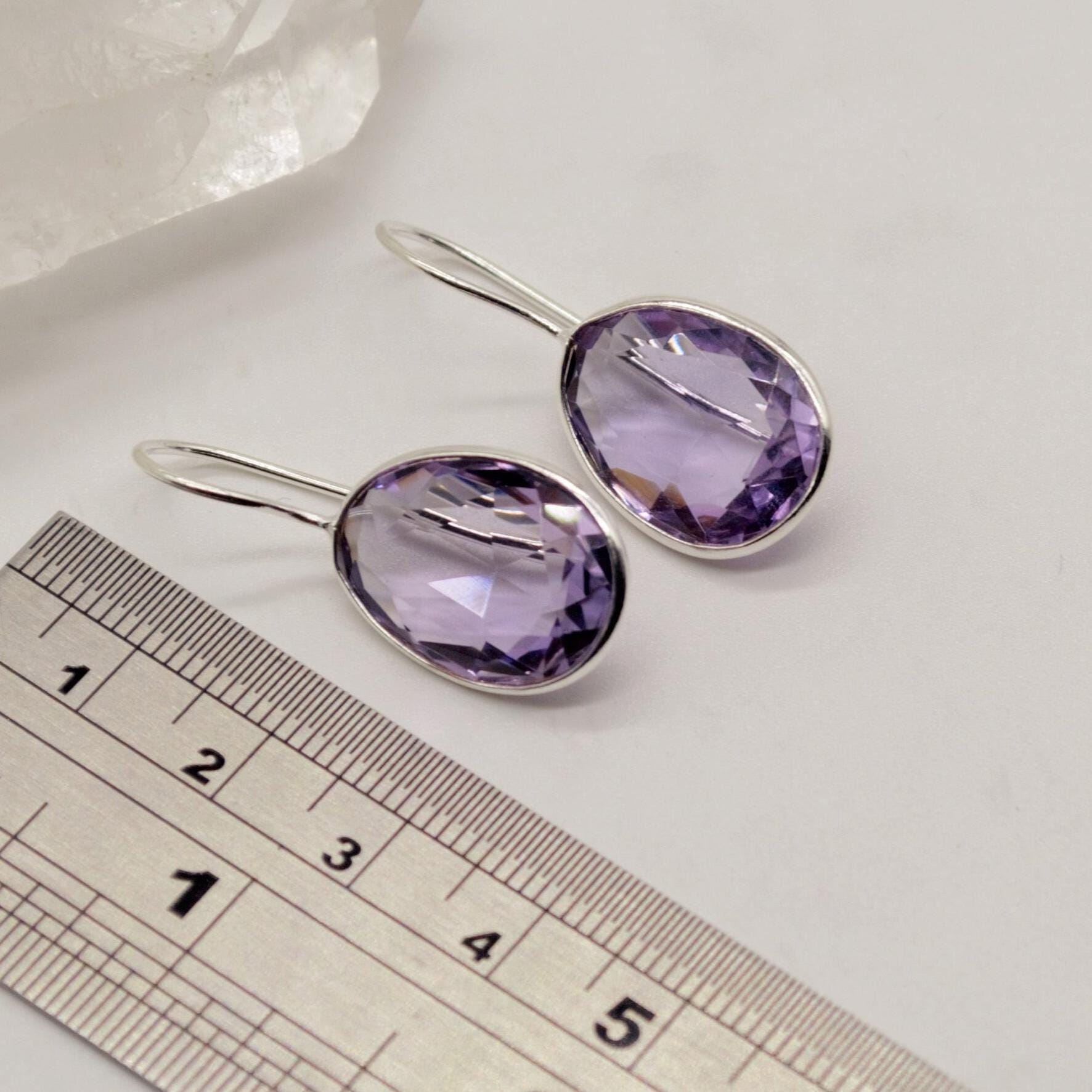 Purple Amethyst Sterling Silver Earrings, February Birthstone, Dainty Statement Unique Gemstone Dangle Drop Earrings, Gifts For Her