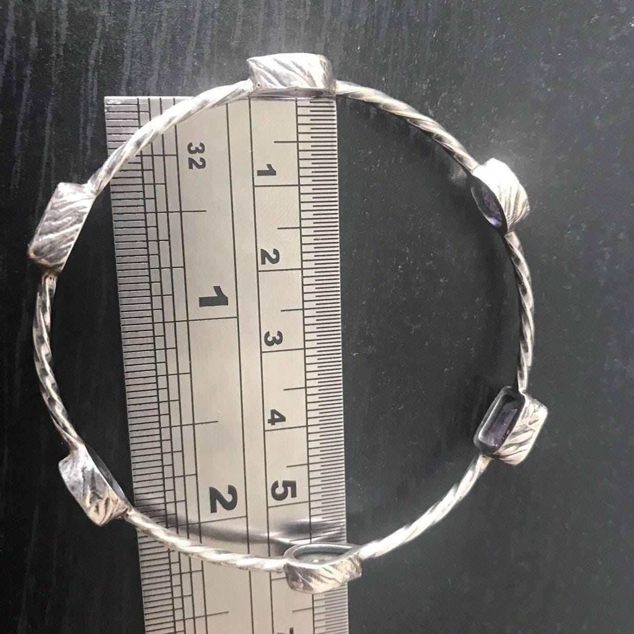 Amethyst Sterling Silver Bracelet, February Birthstone, Gemstone Dainty Bracelets For Women, Oxidized Silver, Gift For Her