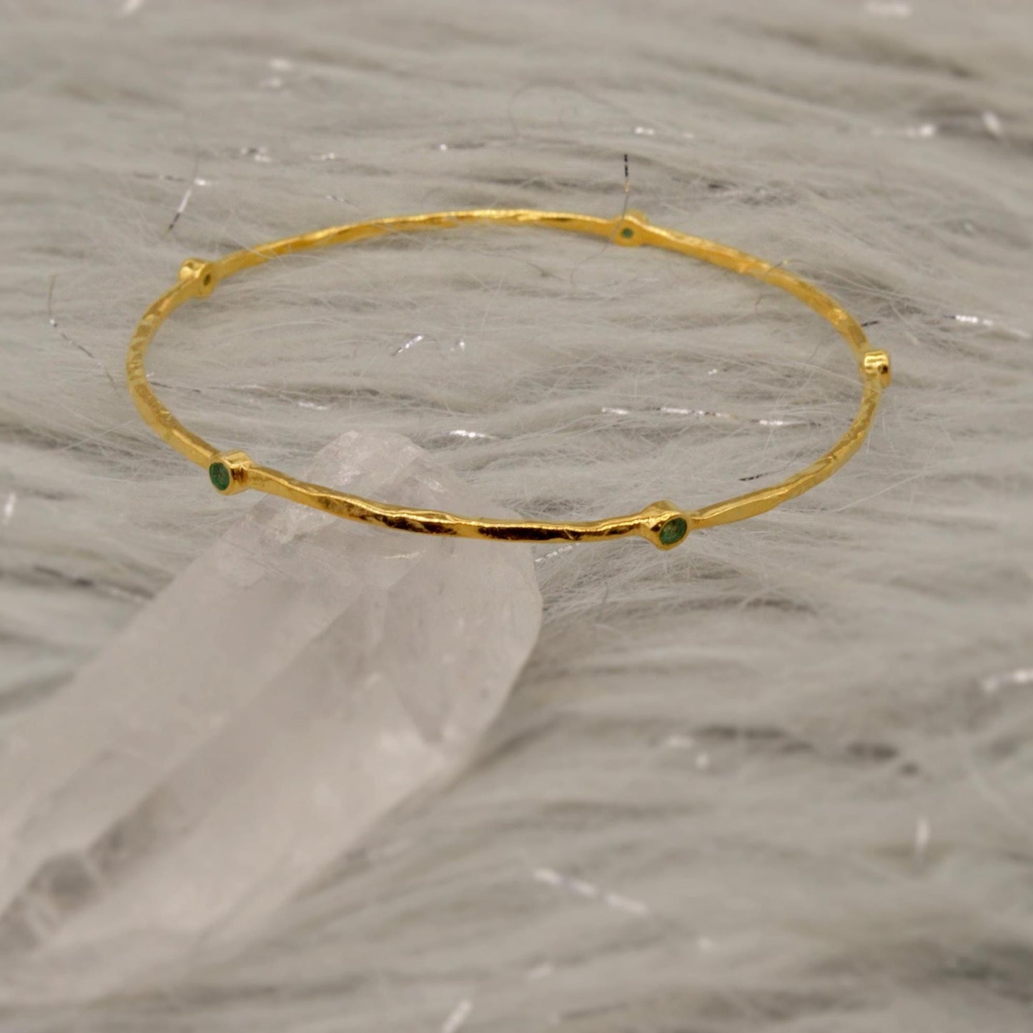 Ruby, Emerald, Sapphire, Gold Bangle Bracelet, Gold Plated Sterling Silver, Dainty Gemstone Bracelet For Women, Birthday Gift For Her