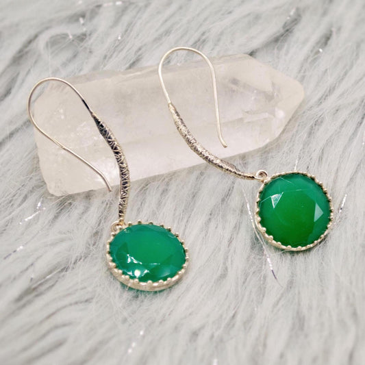 Green Onyx Silver Drop Earrings, Sterling Silver Dangle Earrings, Green Onyx Jewelry, Green Gemstone Earrings, Gift For Her