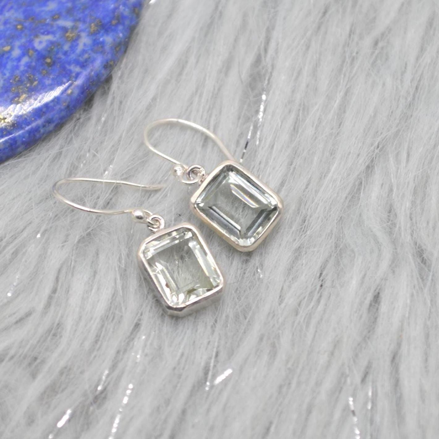 Green Amethyst Silver Drop Earrings, Green Amethyst Jewelry, Minimalist Gold Earrings, February Birthstone Earrings, Handmade Gifts For Her