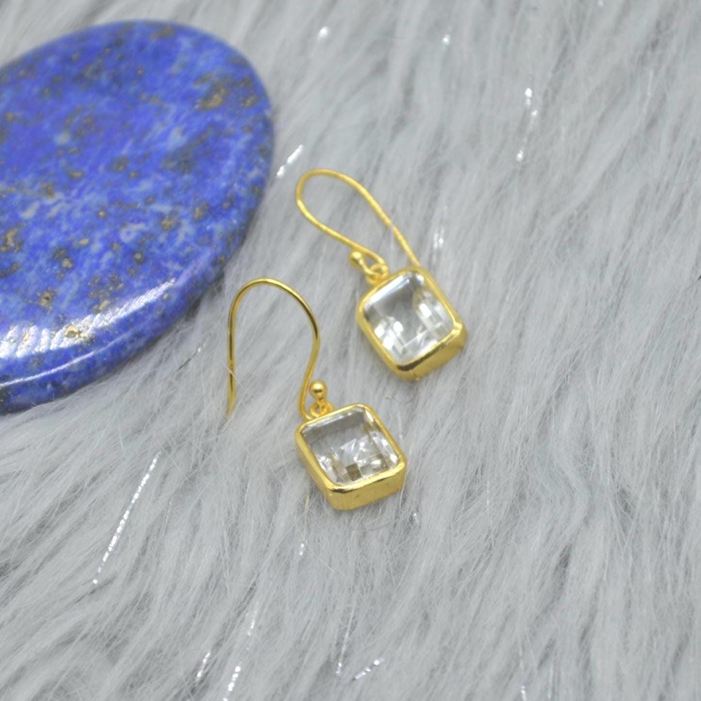 Green Amethyst Silver Drop Earrings, Green Amethyst Jewelry, Minimalist Gold Earrings, February Birthstone Earrings, Handmade Gifts For Her