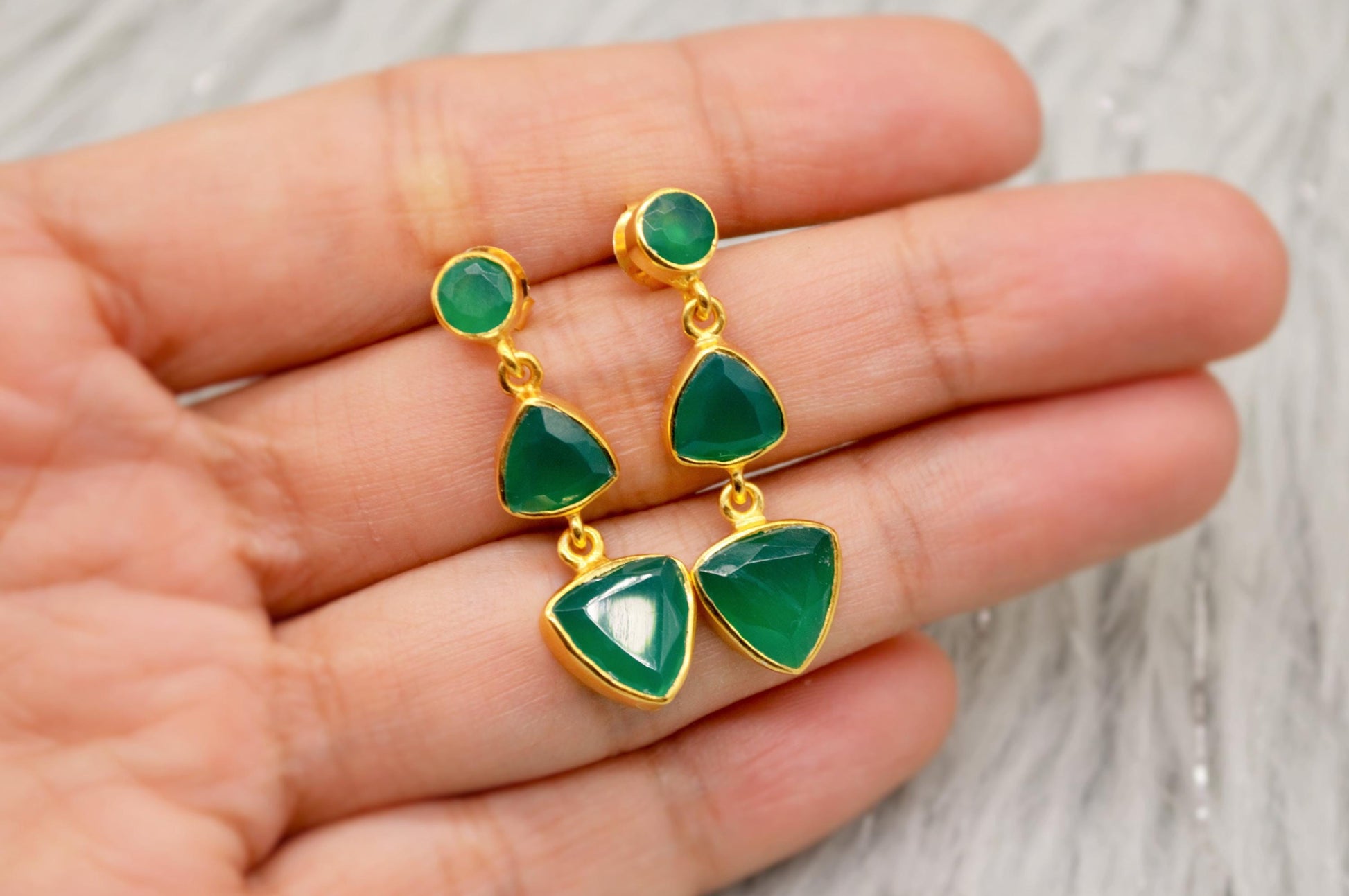 Green Onyx Sterling Silver Earrings, Statement Dangle Drops, Green Onyx Jewelry, Gemstone Earrings, Gifts For Her