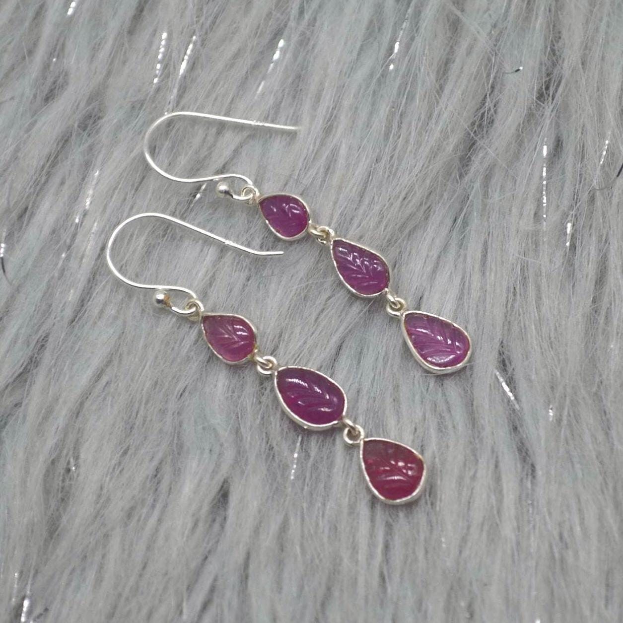 Ruby Earrings Dangle Drop, Ruby Jewelry, July Birthstone, Handmade Red Pink Gemstone Earrings, Gift Earrings For Women