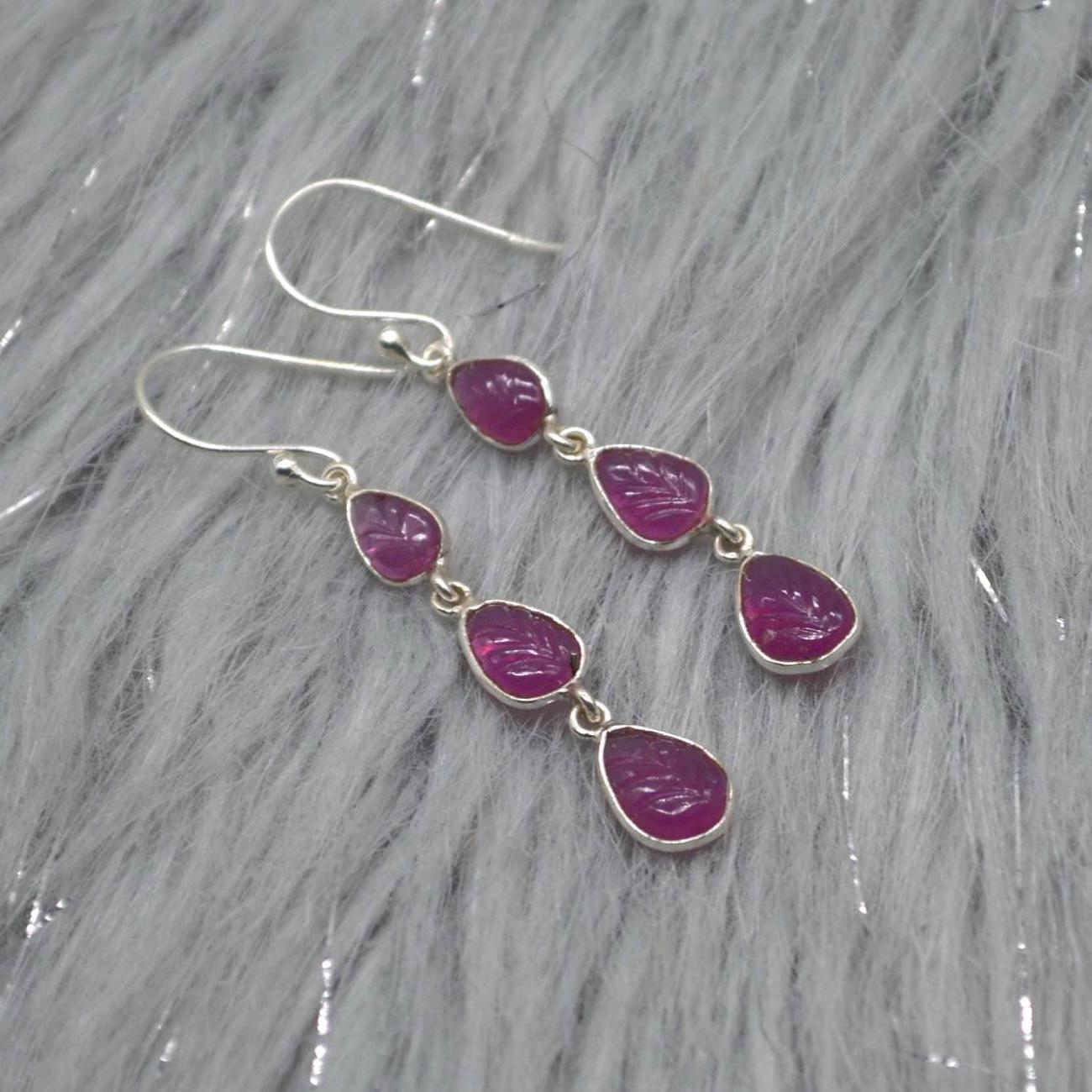 Ruby Earrings Dangle Drop, Ruby Jewelry, July Birthstone, Handmade Red Pink Gemstone Earrings, Gift Earrings For Women